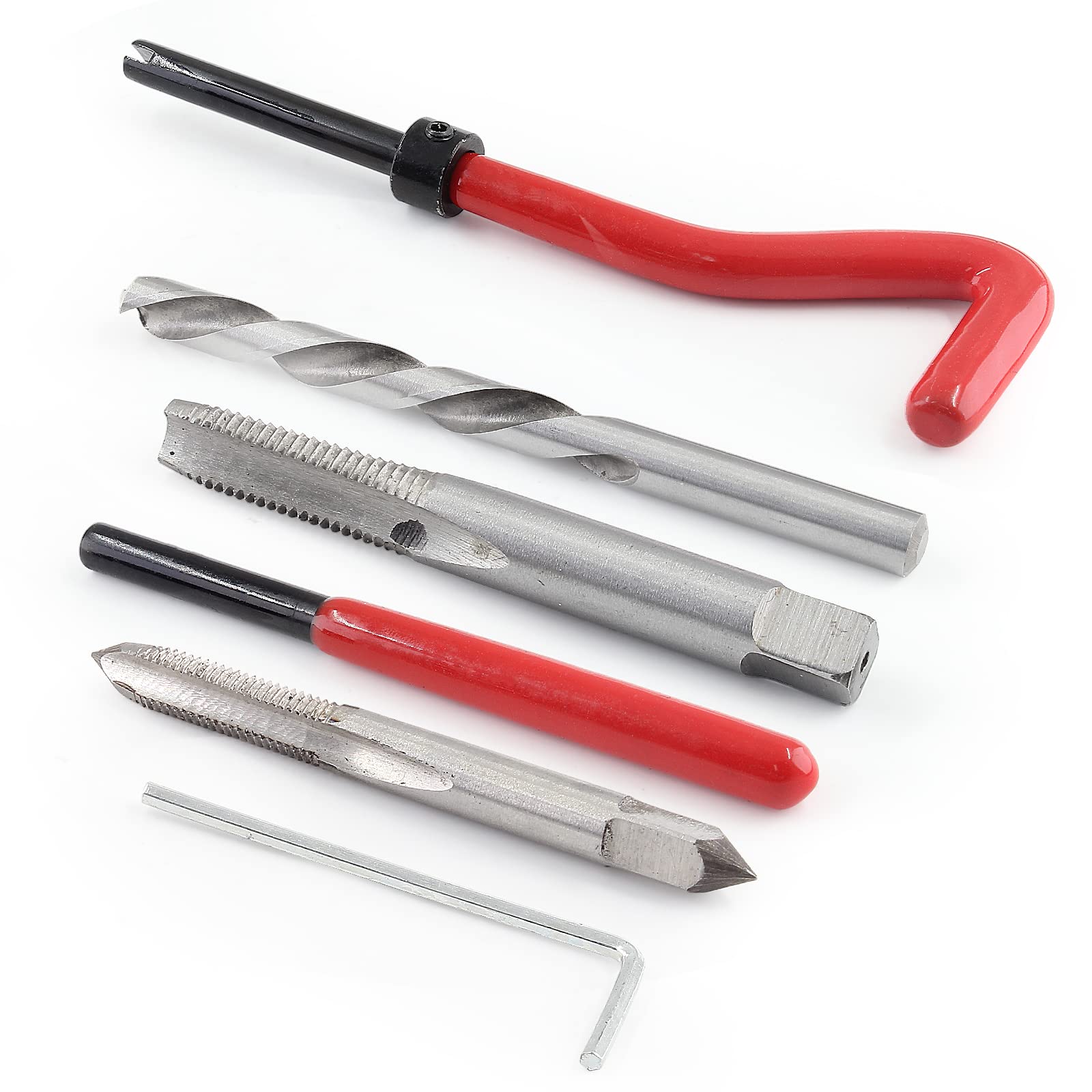 30pcs M5 Thread Repair Kit - M5 x 0.8mm Metric Tap Insert Set with Hand Tools for Auto & Motorcycle Repair | DIY Automotive Thread Restoration Kit for Damaged Bolts & Screws