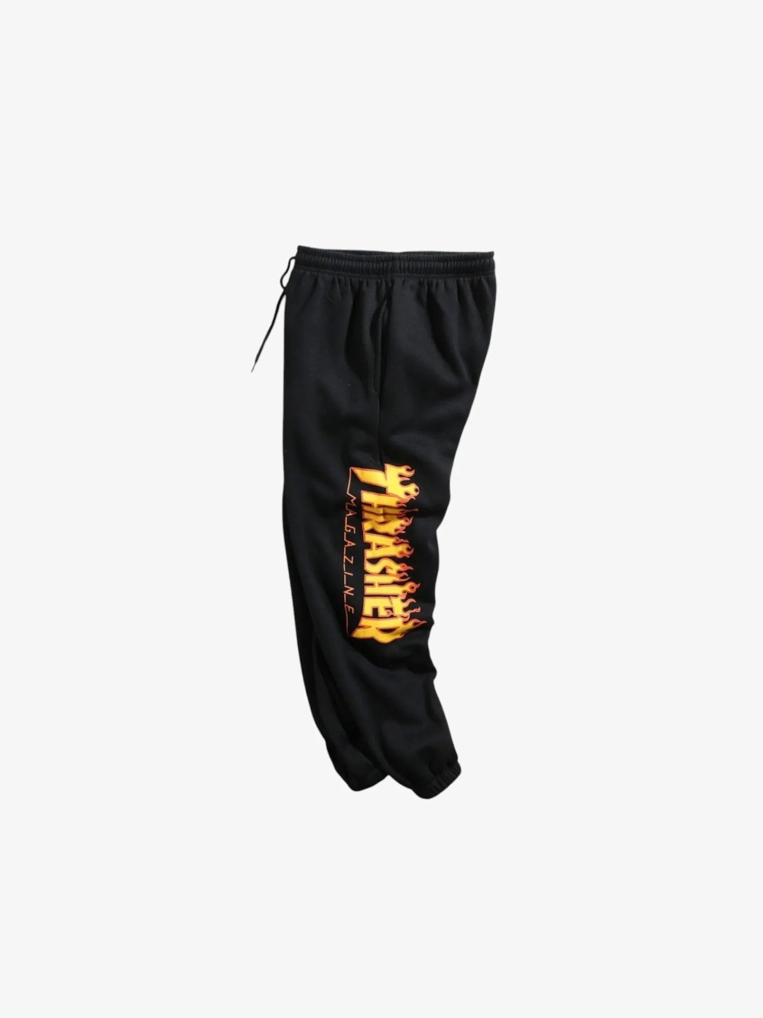 Thrasher Flame Black Sweatpants for Men - Comfortable Joggers for Skateboarding, Streetwear & Casual Wear
