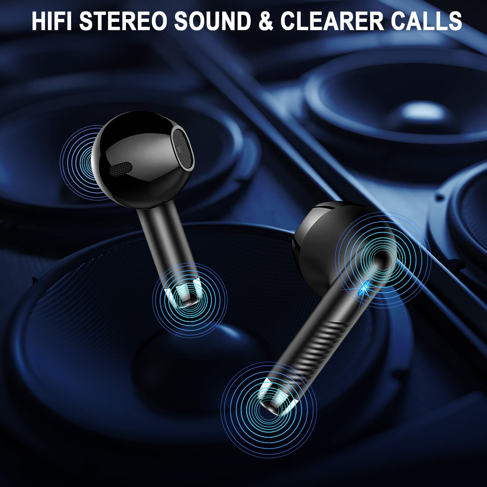 Wireless Earbuds Bluetooth 5.4 with ENC Noise Cancellation Mic - 40H Playtime HiFi Stereo Deep Bass Earphones | IP7 Waterproof USB-C Fast Charge | Perfect for Gym, Running, Travel & Work Calls