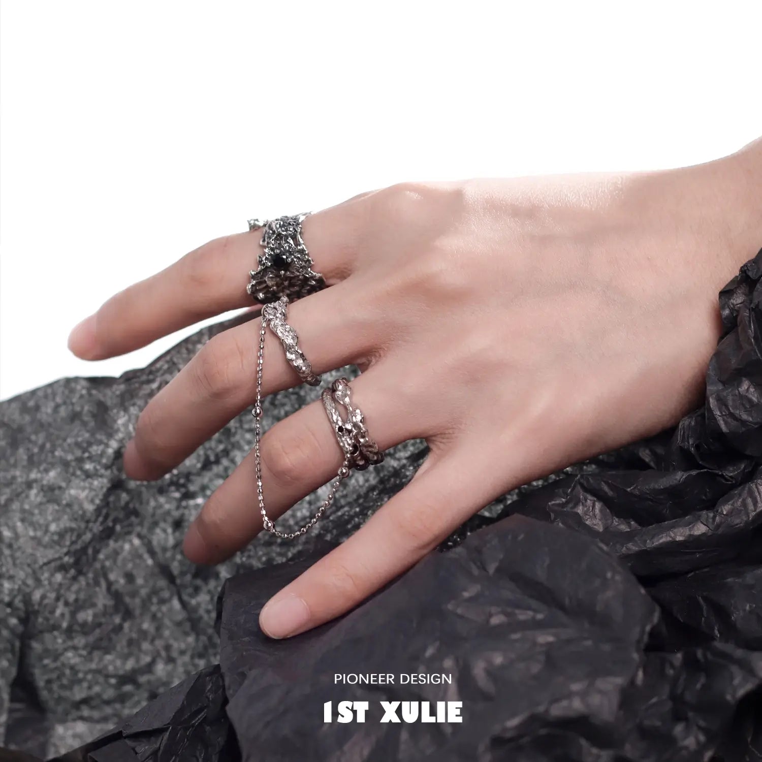 Daybreak S925 Sterling Silver Zircon Chain Rings Set for Women - Elegant Stackable Rings for Everyday Wear, Gift Giving & Special Occasions