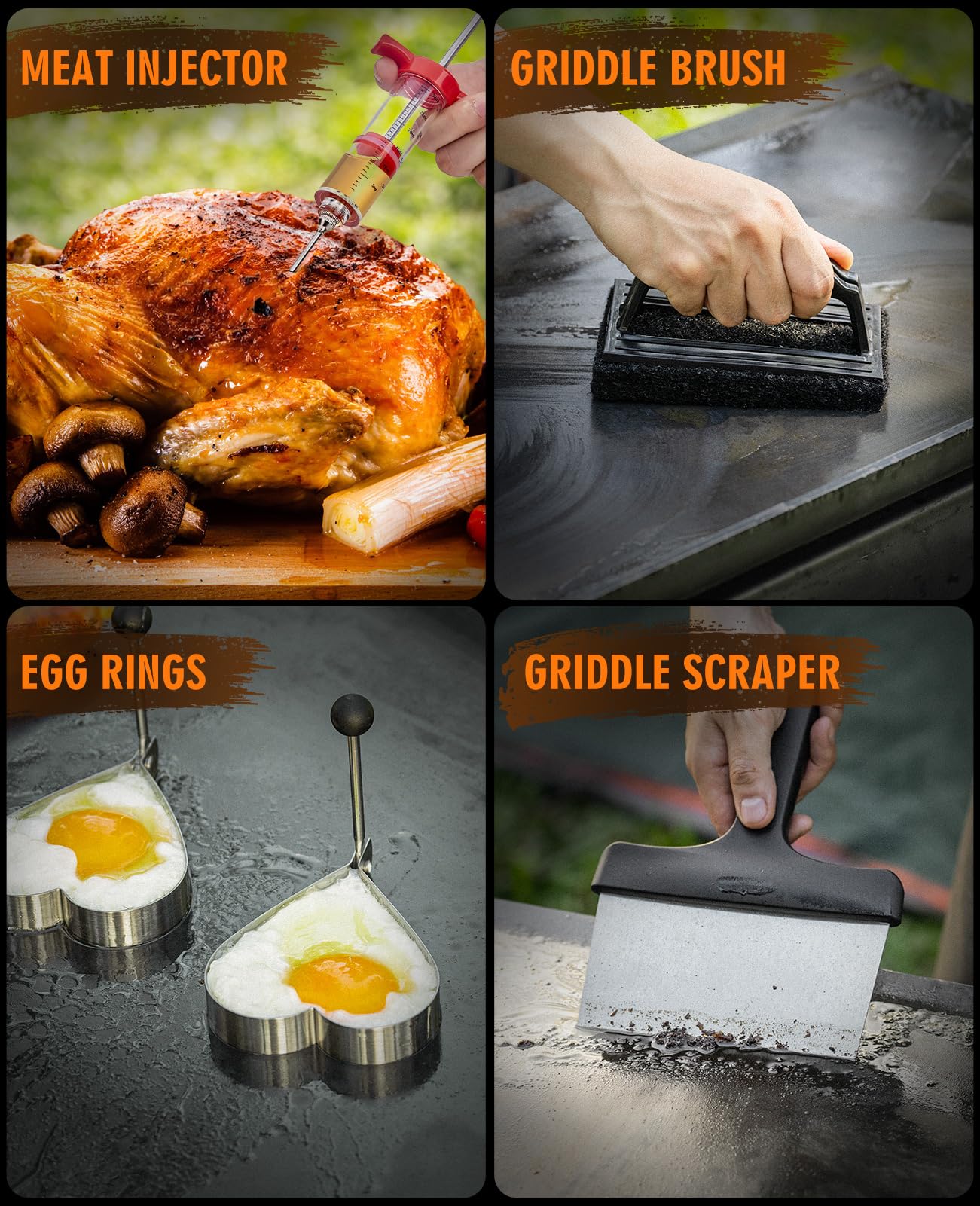 HOMENOTE 131 Pcs Heavy Duty Griddle Accessories Kit - Flat Top Grill Tools Set with Burger Spatula for Blackstone Griddles - Perfect for Outdoor Cooking, Camping & Backyard BBQs