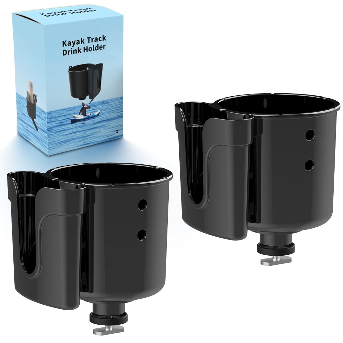 2Pcs Multifunctional Kayak Cup Holder & Phone Mount - Fishing Tool & Lure Storage - Kayak Bottle Drink Holder - Track Mount Accessories for Kayaking, Fishing & Outdoor Adventures