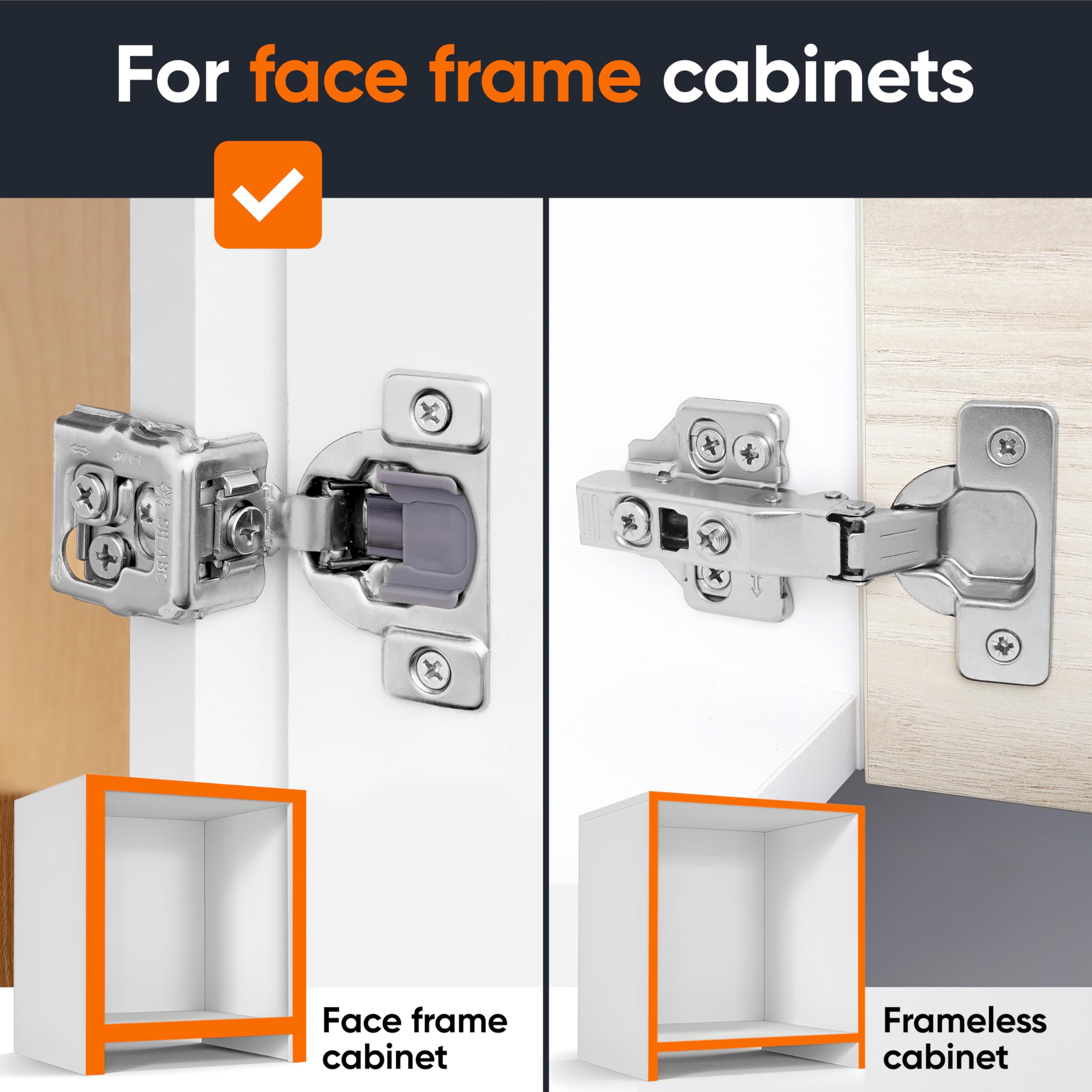 DecoBasics 6 Pack Soft Close Cabinet Hinges - Satin Nickel Finish, 1