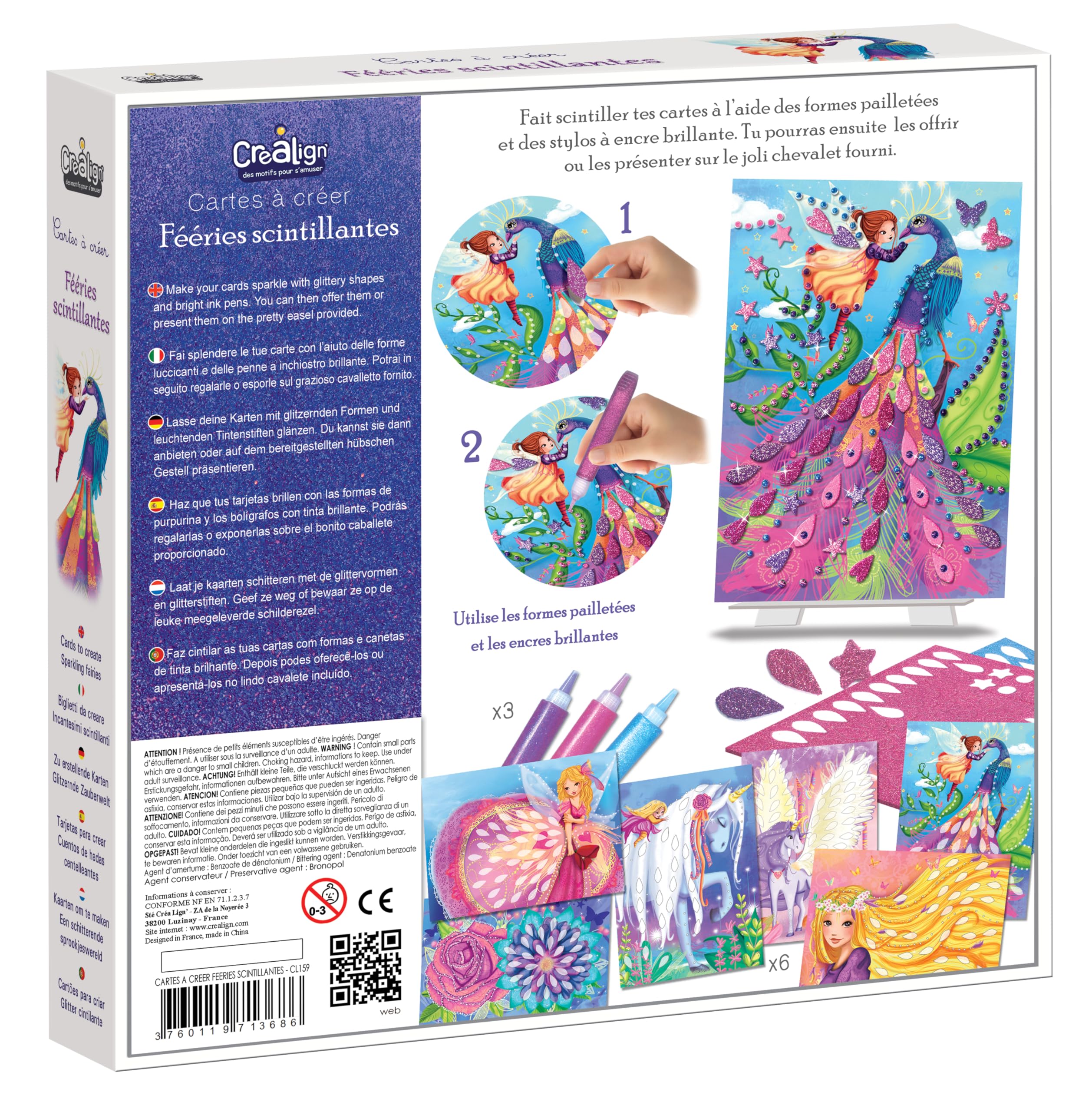 Crea Line CL159 Creation Cards - Sparkling Fairies DIY Craft Kit for Kids, Birthday Party Favors & Scrapbooking Supplies | Perfect for Arts & Crafts, Gift Giving & Creative Projects