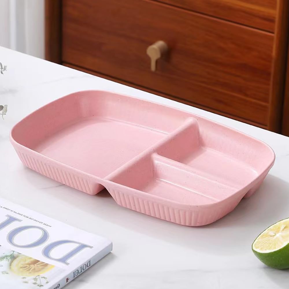 10.5 Inch Divided Plates for Adults - 3 Compartment Portion Control Bariatric Plates | Wheat Straw, Unbreakable & Reusable | BPA Free (4-Pack) | Perfect for Meal Prep, Weight Management & Healthy Eating
