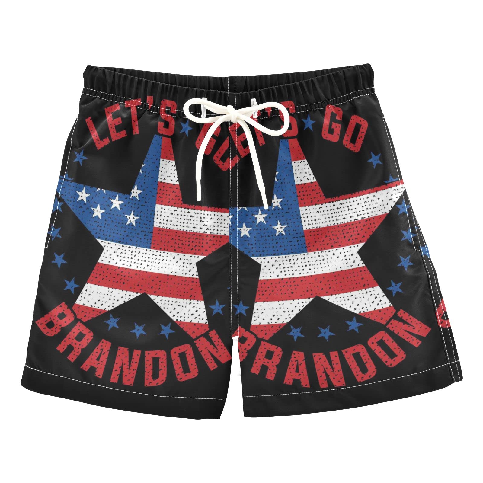 Vintage American Flag Boys Swim Trunks - Toddler Beach Board Shorts 2T | Patriotic Kids Swimsuit for Pool, Summer & Water Activities