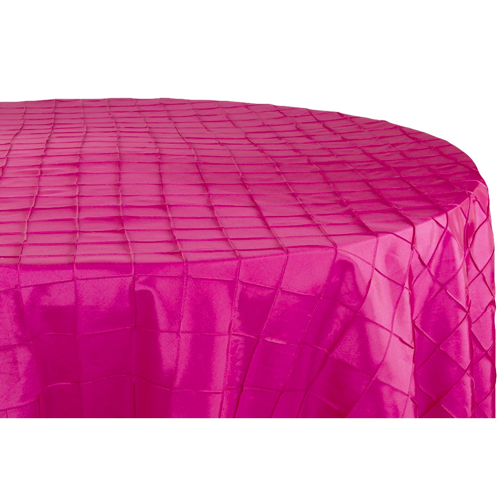 120 Inch Round Pintuck Tablecloth in Fuchsia - Perfect for Weddings, Parties, and Formal Dining Events