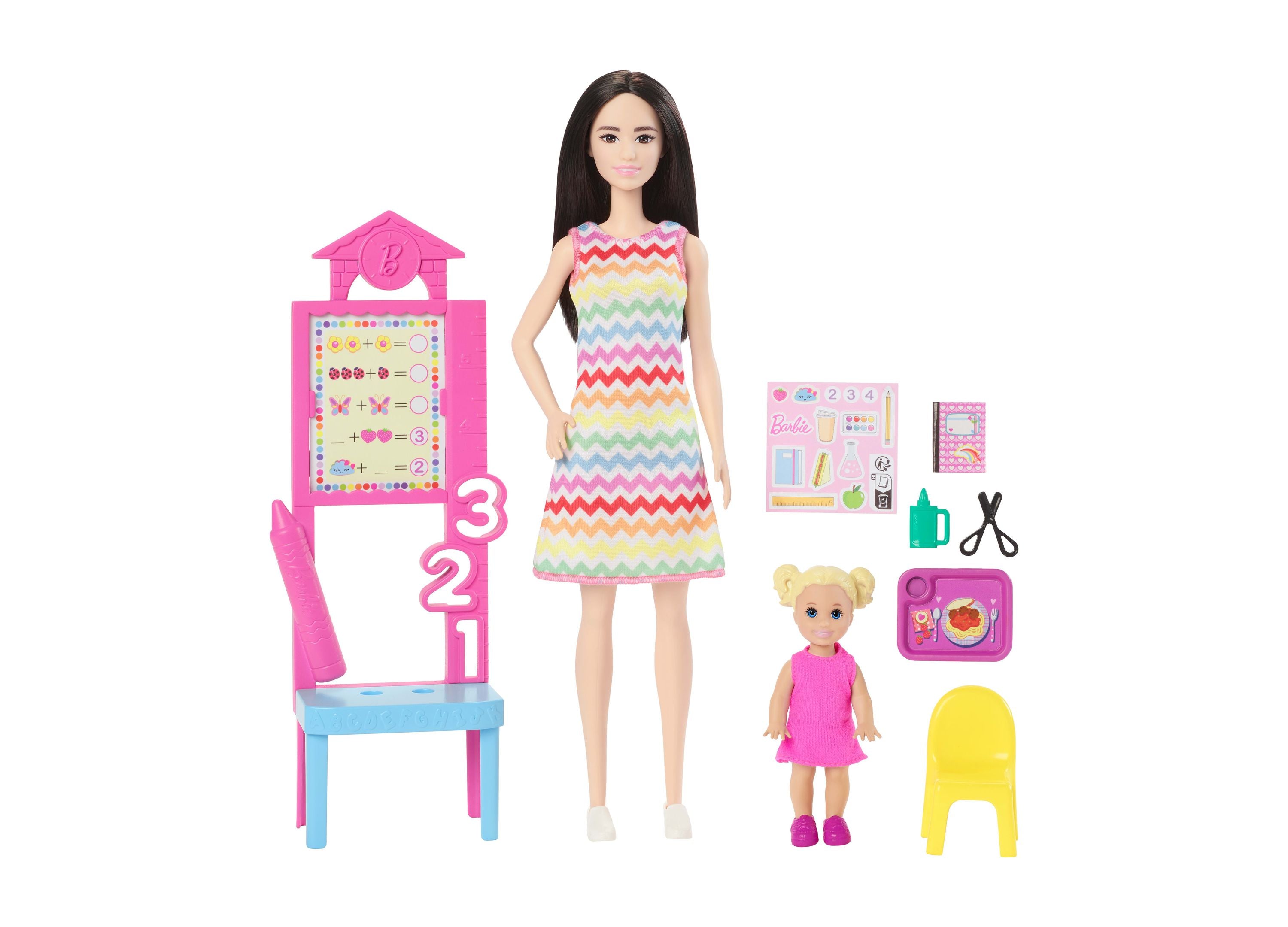 Barbie Teacher Doll Set with Blonde Fashion Doll, Toddler Student & Classroom Accessories - Perfect for Pretend Play, School Role Play & Educational Toys for Kids