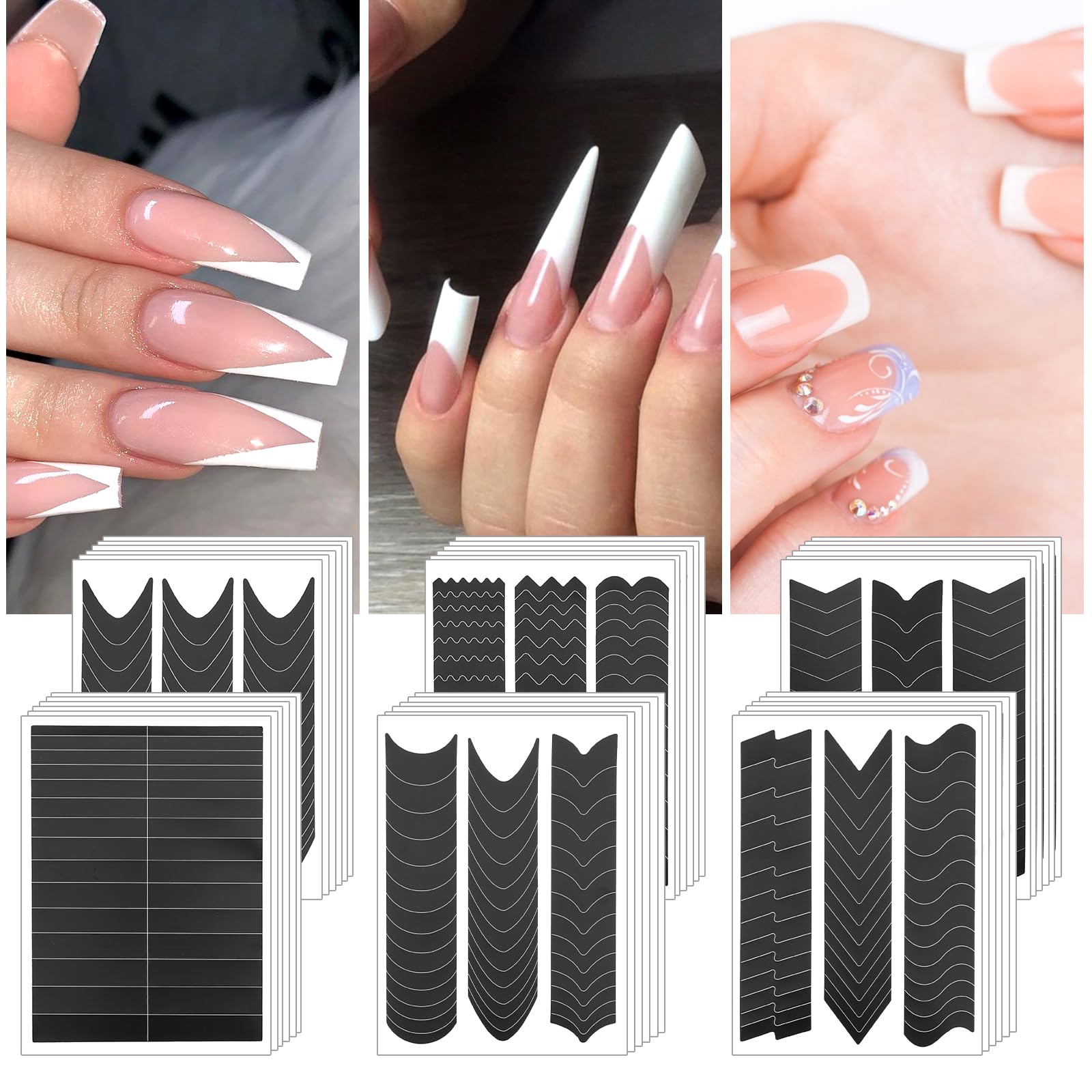 French Tip Nail Guides - 36 Self-Adhesive Sheets for DIY Manicure at Home