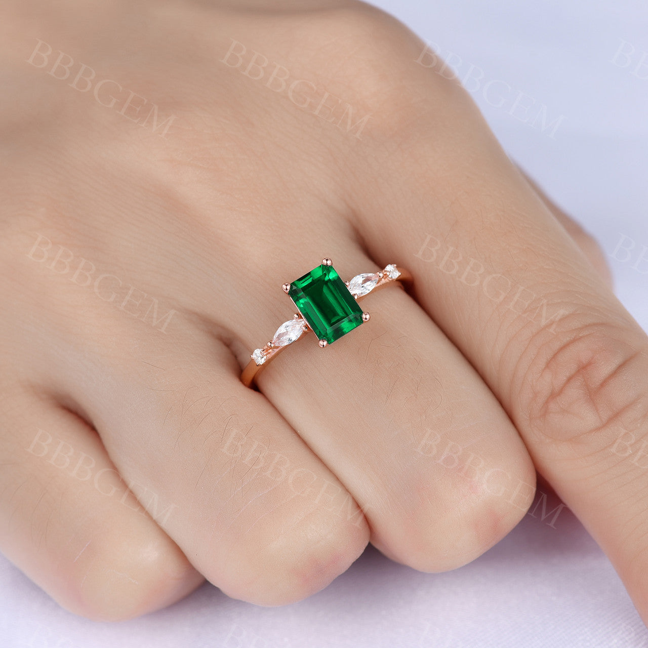 1CT Emerald Cut Lab-Created Moissanite Ring in Rose Gold – Perfect for Engagement, Wedding, Anniversary & Everyday Elegance