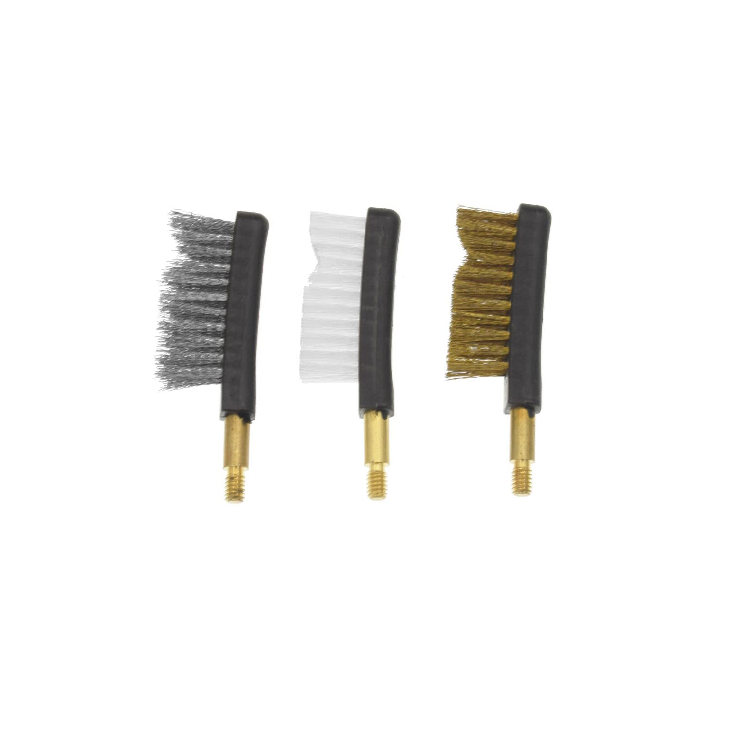 3 Pack Gun Cleaning Brush Set - Nylon, Steel & Brass Bristle Heads with 8-32 Threads for Handguns, Shotguns & Rifles | Perfect for Firearm Maintenance, Bore Cleaning & Range Day Prep