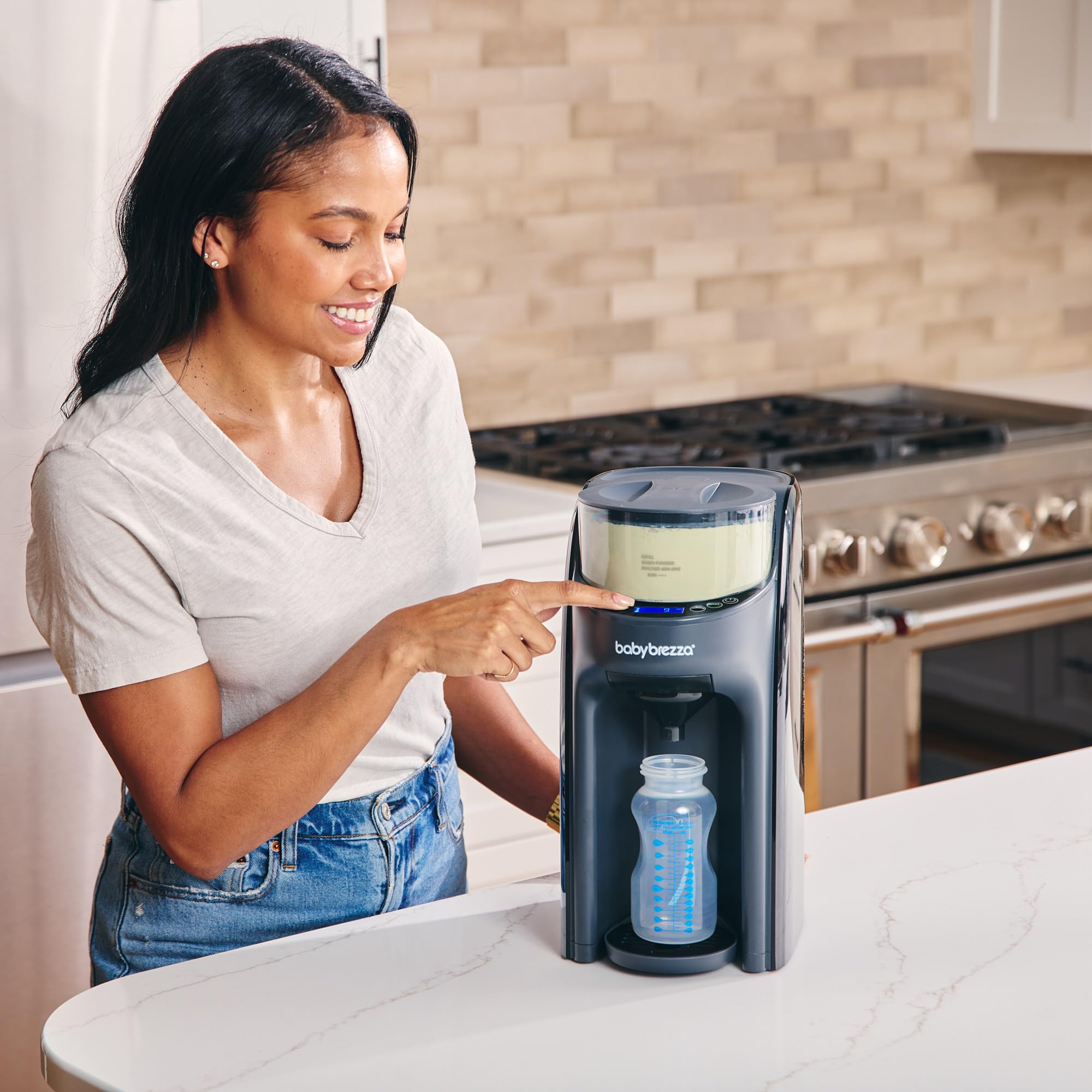 Baby Brezza Formula Pro Advanced Formula Dispenser Machine - Automatic Warm Baby Bottle Maker with Powder Mixing Technology (Charcoal) - Perfect for Late Night Feedings & On-the-Go Parents