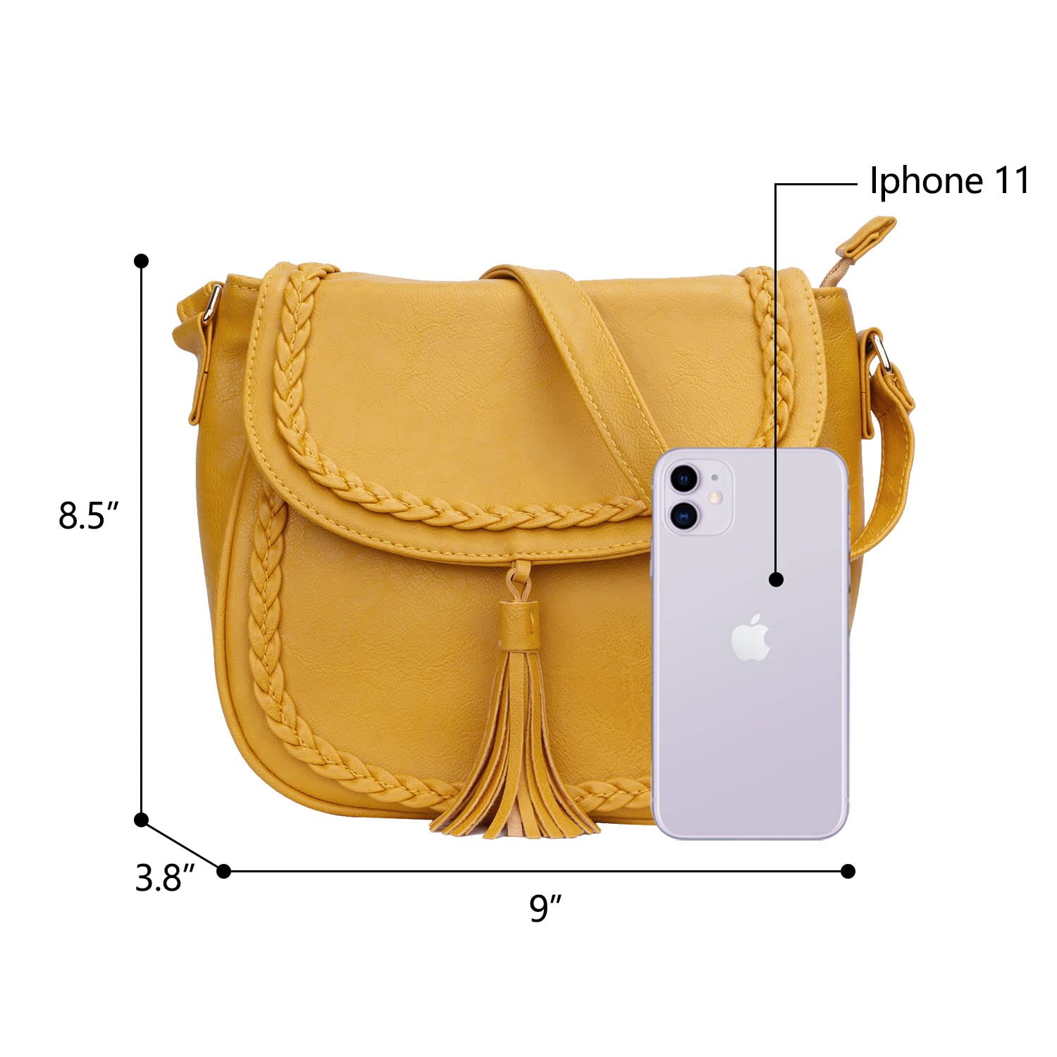 KKXIU Women's Casual Flap Saddle Crossbody Bag with Tassel - Stylish Shoulder Purse for Everyday Use, Work & Travel