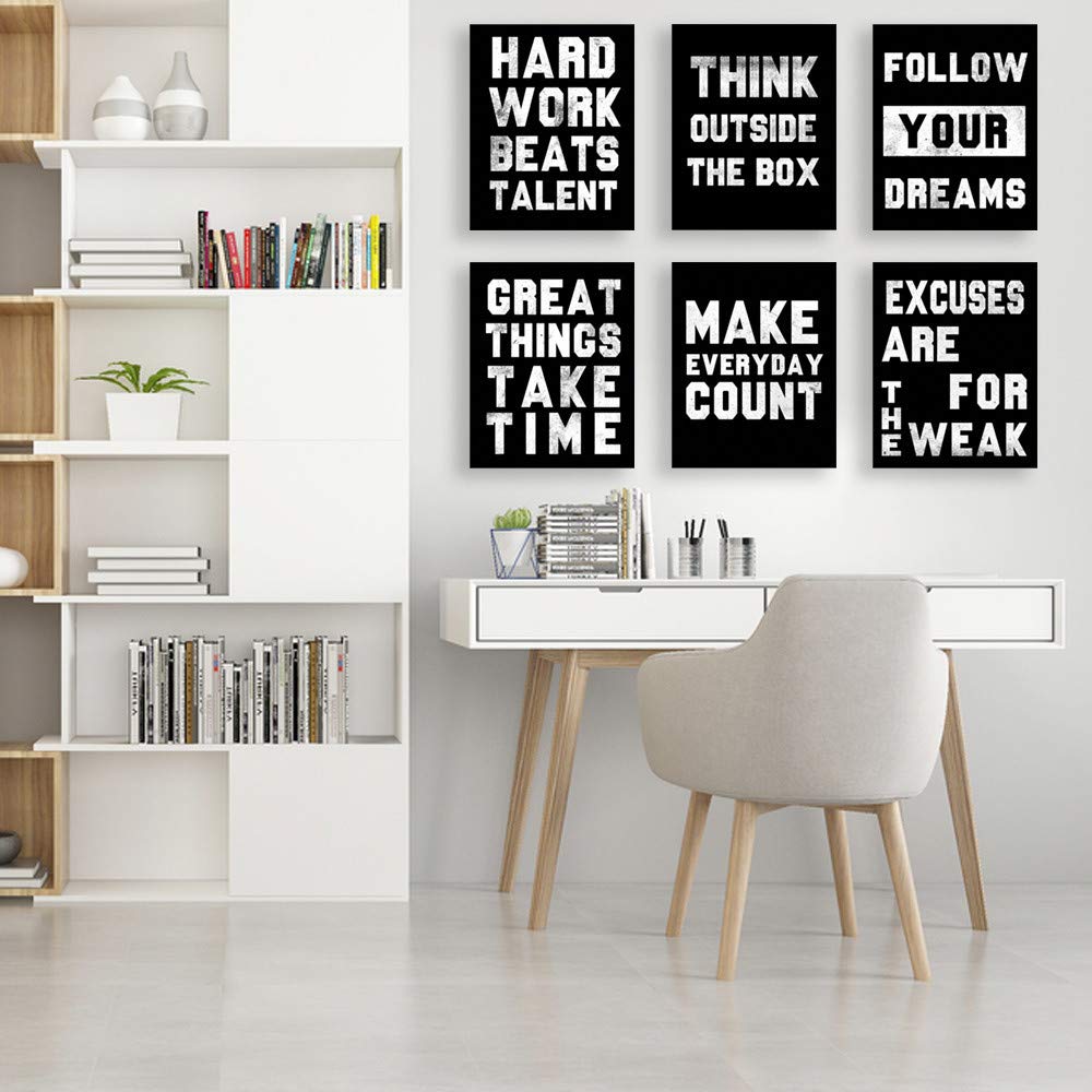 Homanga Motivational Wall Art Posters - Set of 6 Inspirational Quote Canvas Prints (8x10 Inch) for Office, Living Room, Classroom & College Decor | Positive Home & Work Space Decorations | Perfect for Teens, Students & Professionals