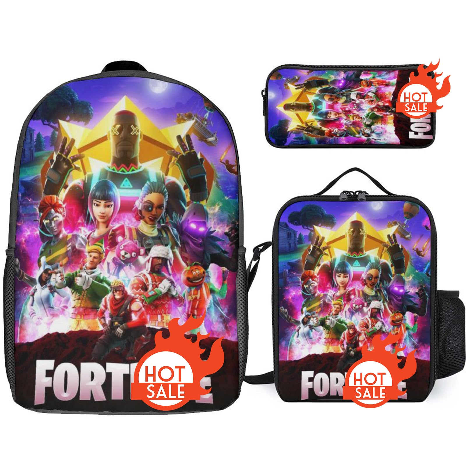 17 Inch Multifunctional Casual Backpack with Lunch Bag & Pencil Case - Perfect for Travel, Camping, Hiking, School & Work (Great Gift Idea)