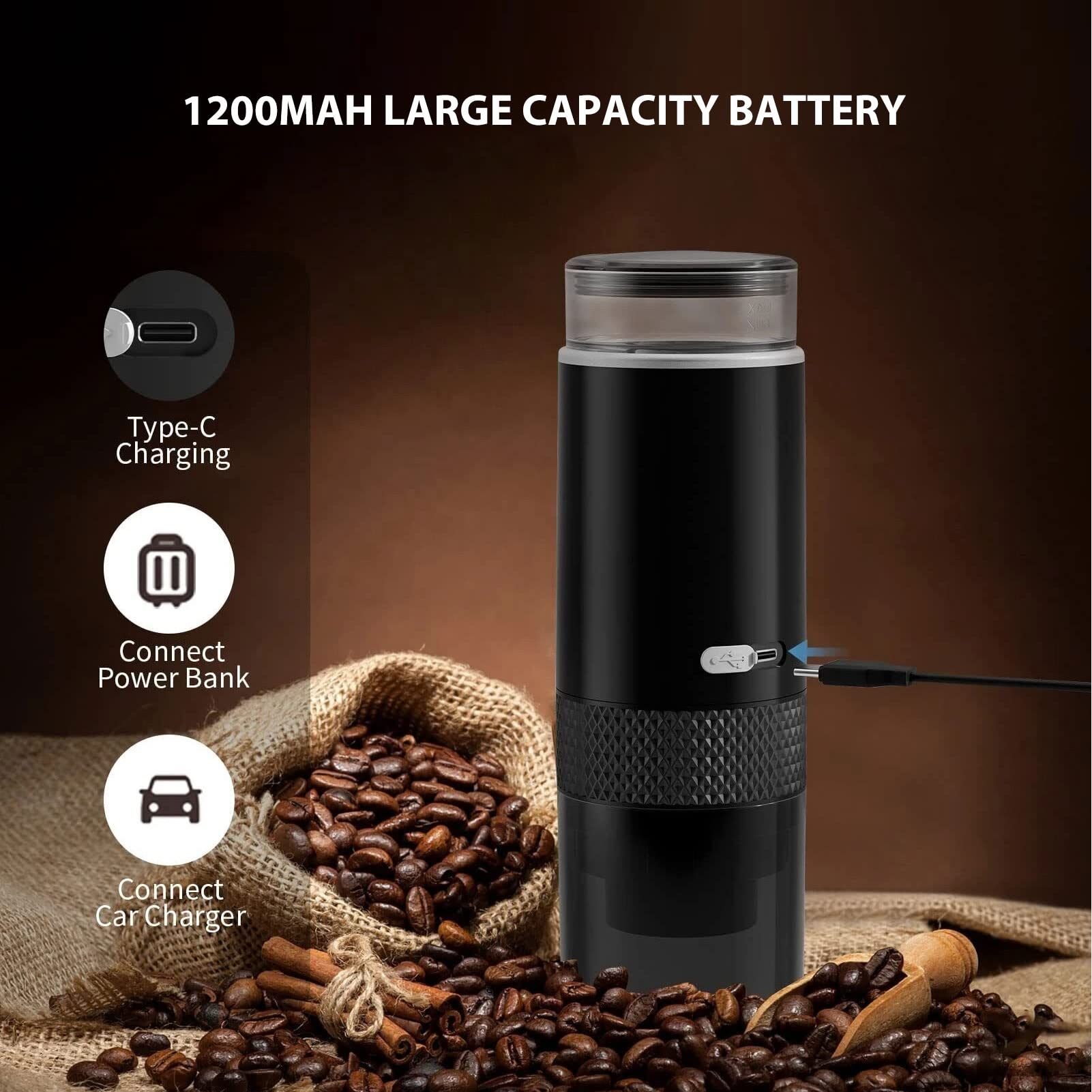 AUNMAS Portable Handheld Manual Coffee Maker - Compact Travel & Car Espresso Machine for Camping, Hiking, Office - Compatible with K-Cup Pods | Perfect for Outdoor Adventures & Daily Commutes