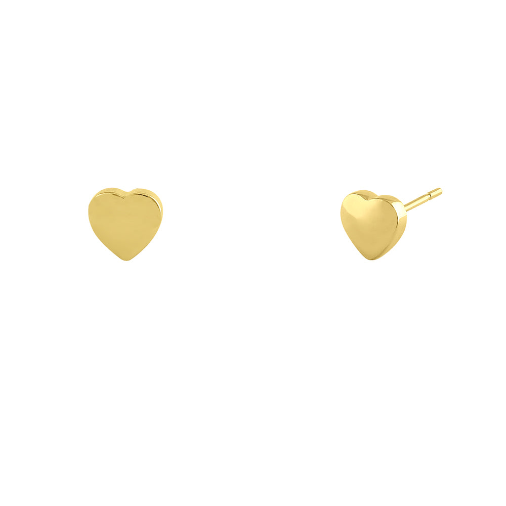 14K Solid Yellow Gold Heart Stud Earrings for Women - Perfect for Valentine's Day, Anniversary Gifts & Everyday Elegance