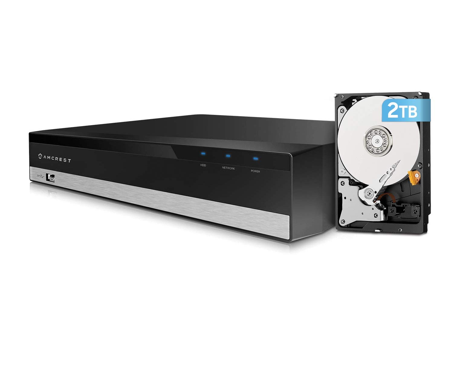 Amcrest NV2108-HS 8 Channel 4K NVR Security System with 2TB HDD - Supports 8 IP Cameras (1080P/3MP/4MP/5MP/6MP/4K), No WiFi - Home & Business Surveillance Solution