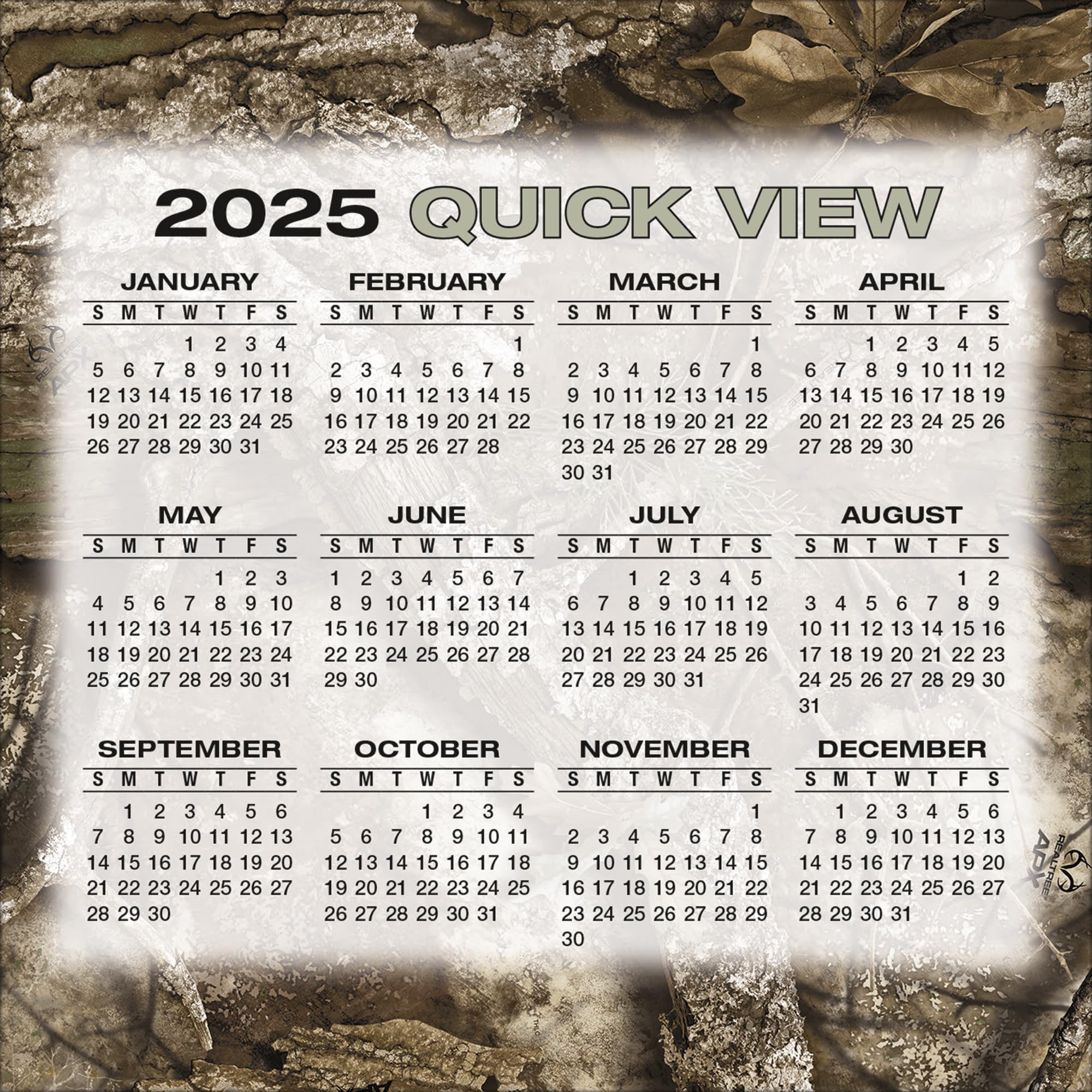 Realtree Hunted Game 2025 Wall Calendar - Hunting Theme Outdoor Sports Planner - Perfect for Hunters, Wildlife Enthusiasts & Cabin Decor (25998052013)