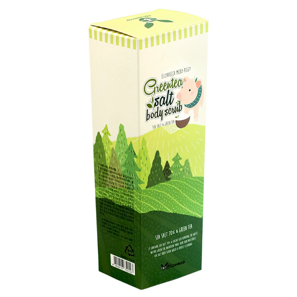 Elizavecca Milky Piggy Green Tea Salt Body Scrub - Exfoliating & Moisturizing for Soft Skin | Spa Treatment & At-Home Self Care
