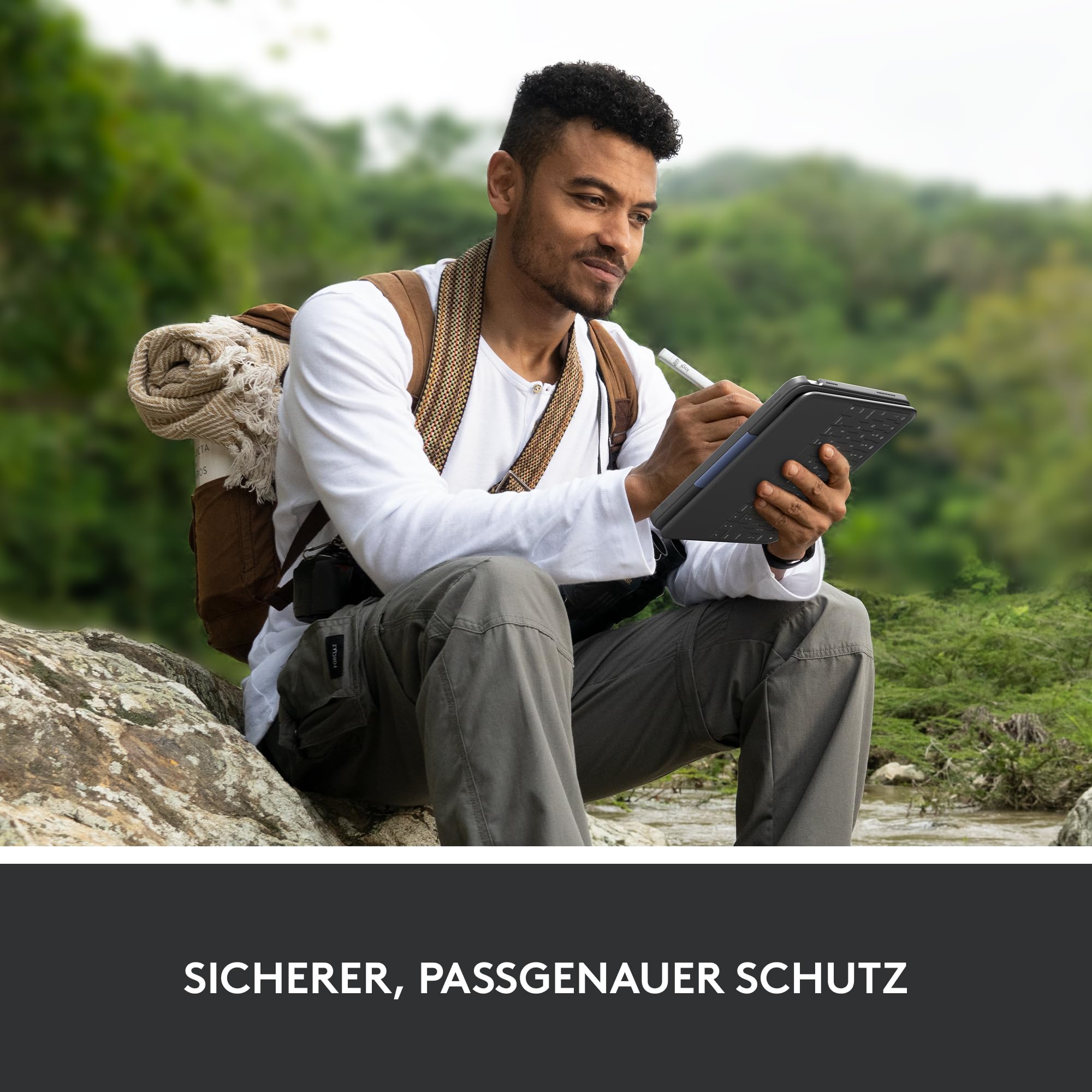 Logitech Rugged Folio Keyboard Case for iPad 10th Gen & iPad Air 4 (A16) - Waterproof & Durable Protective Cover with Smart Connector - German QWERTZ Layout (Gray) - Perfect for Travel, Work & Outdoor Use