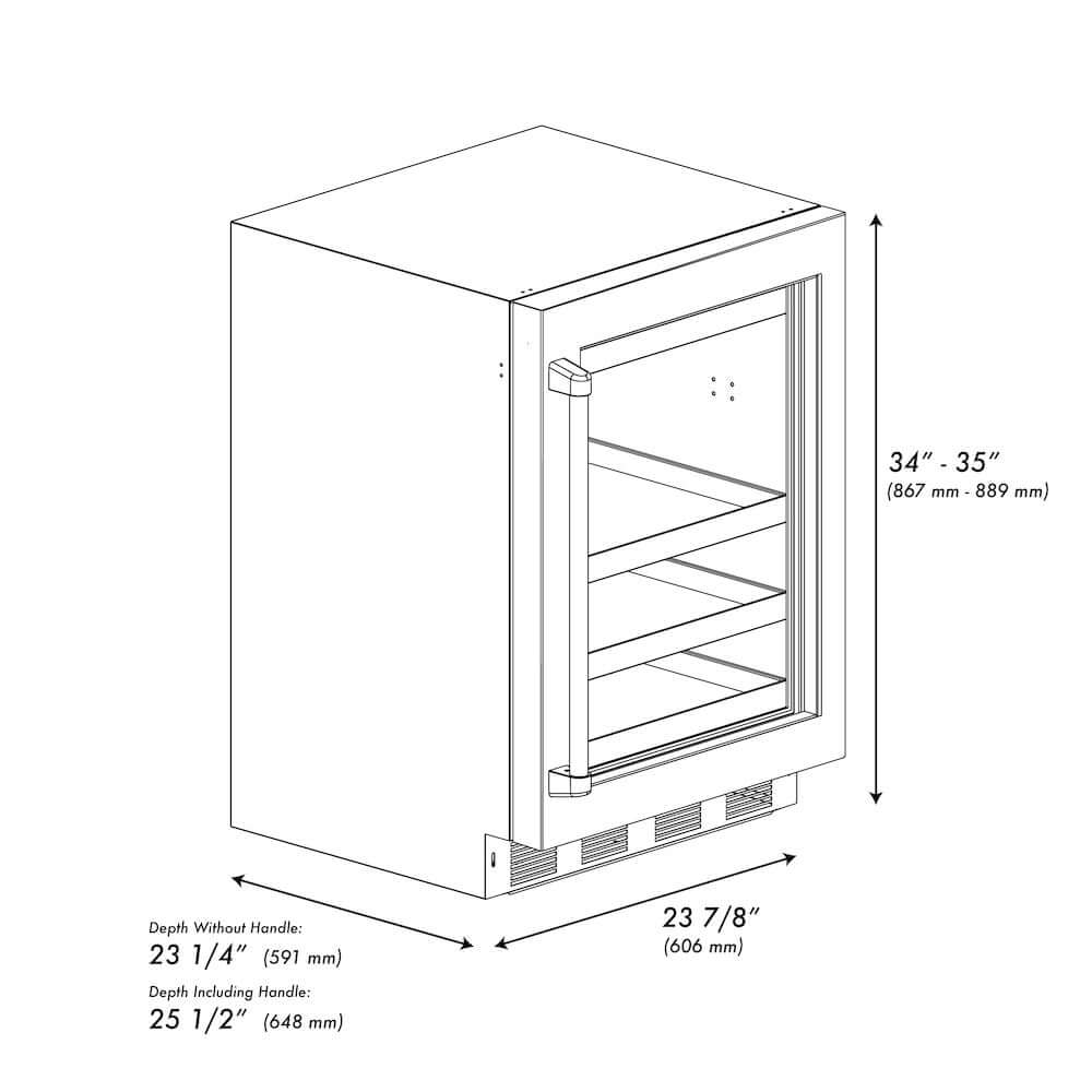 ZLINE 24 Inch Black Stainless Steel Glass Door Beverage Refrigerator - 151 Can Capacity, Touchstone Series (RBSO BS 24) - Perfect for Home Bars, Basements, and Entertaining Spaces