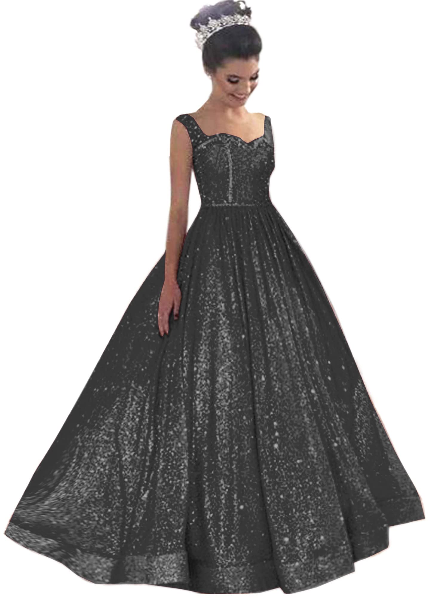 **Elegant Long A-Line Prom Dress with Glitter - Sweetheart Neckline Formal Evening Gown for Homecoming, Ball, and Special Events 2023**