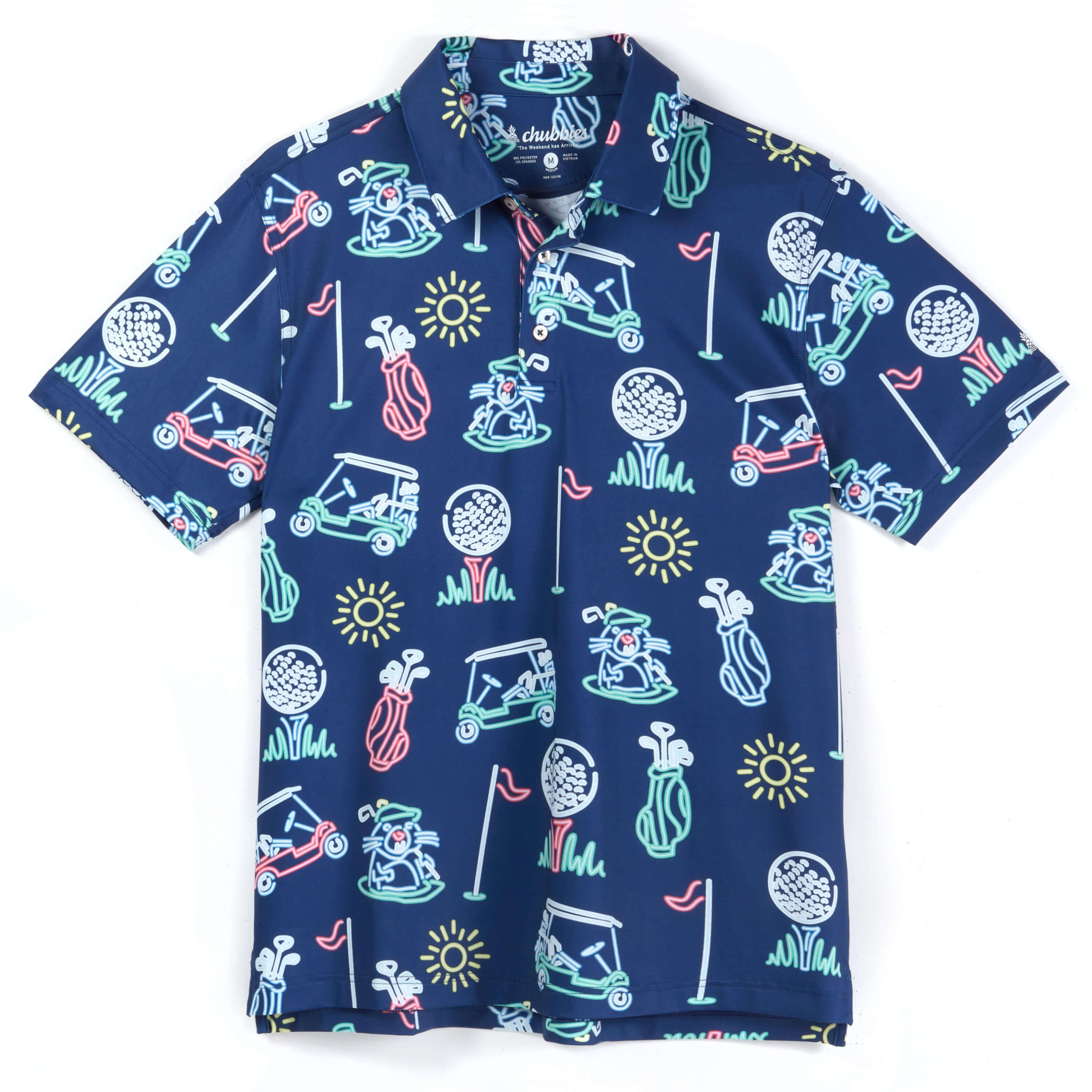 Chubbies The Liberty Cup Performance Polo Shirt for Men - Moisture Wicking Golf & Casual Wear - Navy Blue