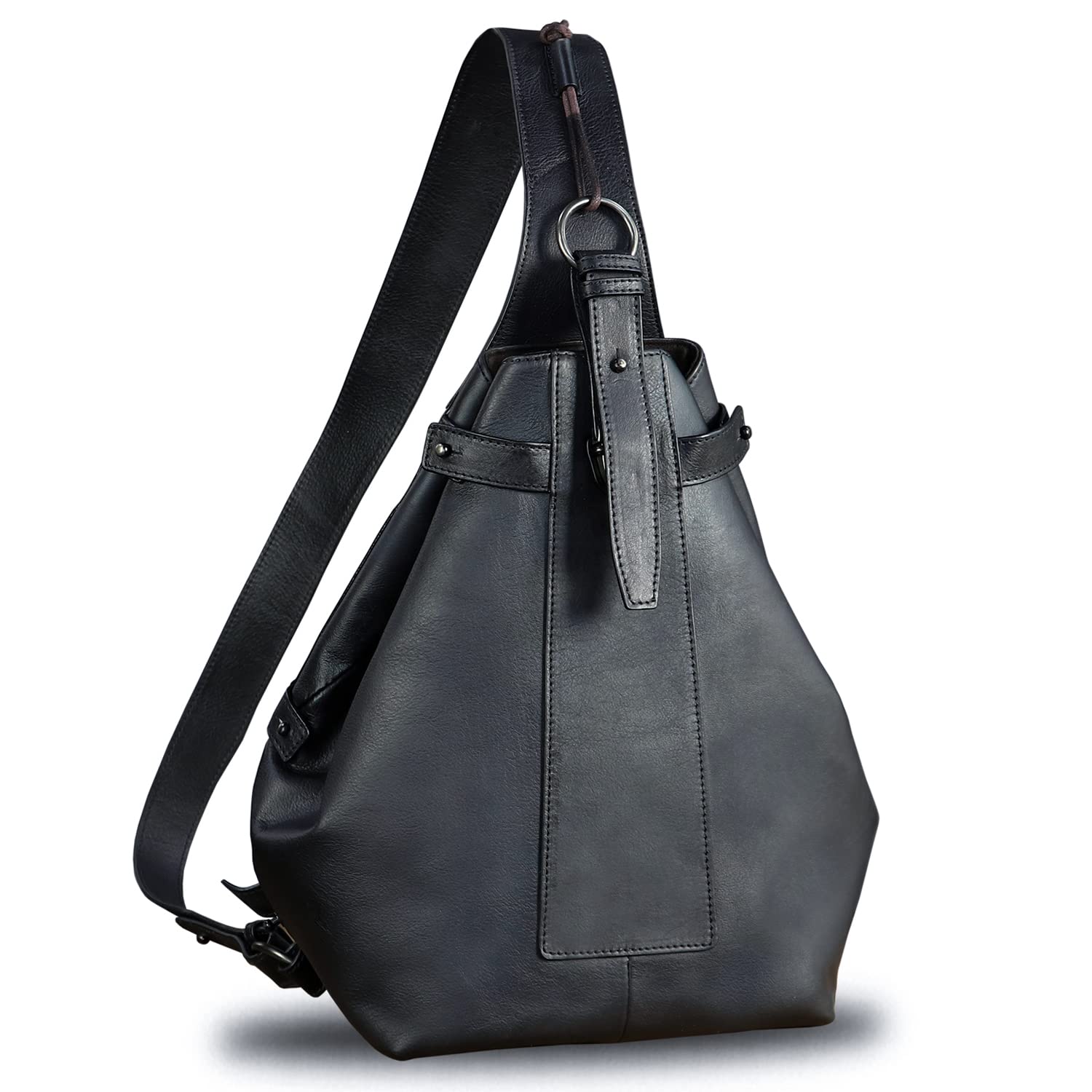 Genuine Leather Sling Bag for Men & Women - Large Real Leather Crossbody Backpack with Adjustable Strap - Perfect for Travel, Work & Everyday Use