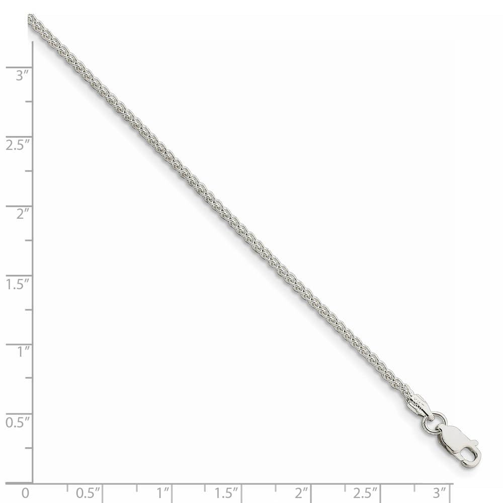 1.75mm Sterling Silver Round Solid Spiga Chain Necklace - Elegant Black Bow Pendant for Women, Gift for Her, Perfect for Parties & Special Occasions