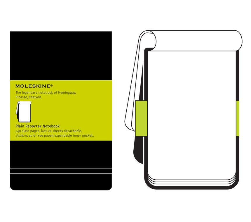 Moleskine Classic Plain Reporter Notebook - Black Hardcover Journal for Writing, Sketching & Note Taking | Perfect for Travel, Work & School