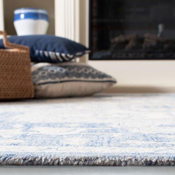 Hand Woven Blue & Ivory Wool Area Rug - Traditional Persian Style, Soft & Durable - Perfect for Living Room, Bedroom, or Office Decor