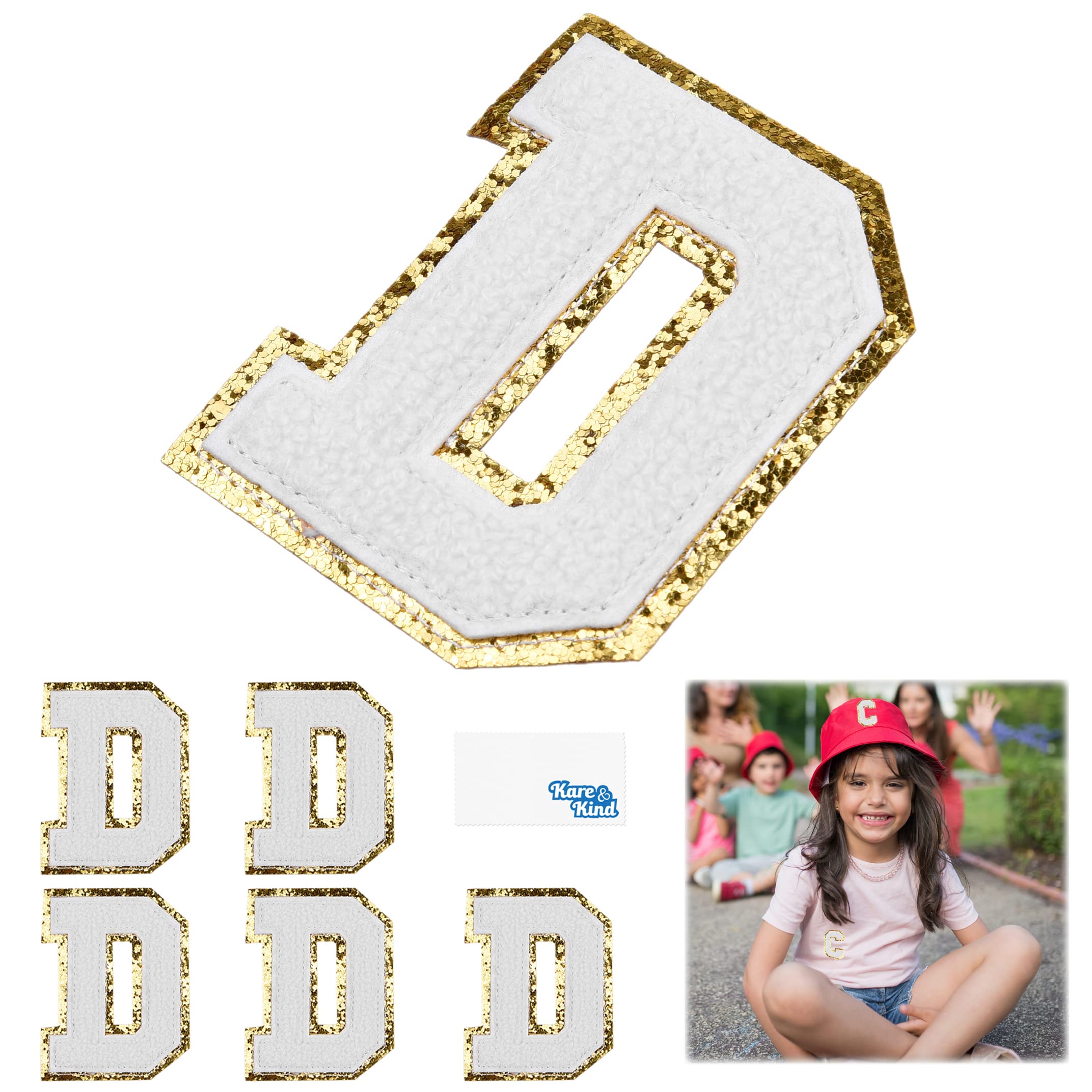 Kare & Kind Iron On Letter Patches - A-Z Alphabet Chenille Embroidered Patches for Clothing, Shirts, Uniforms, Jackets, Bags & Hats - DIY Sewing & Crafting Supplies - Perfect for Customizing Apparel, School Uniforms, Fashion Accessories & Handmade Gifts