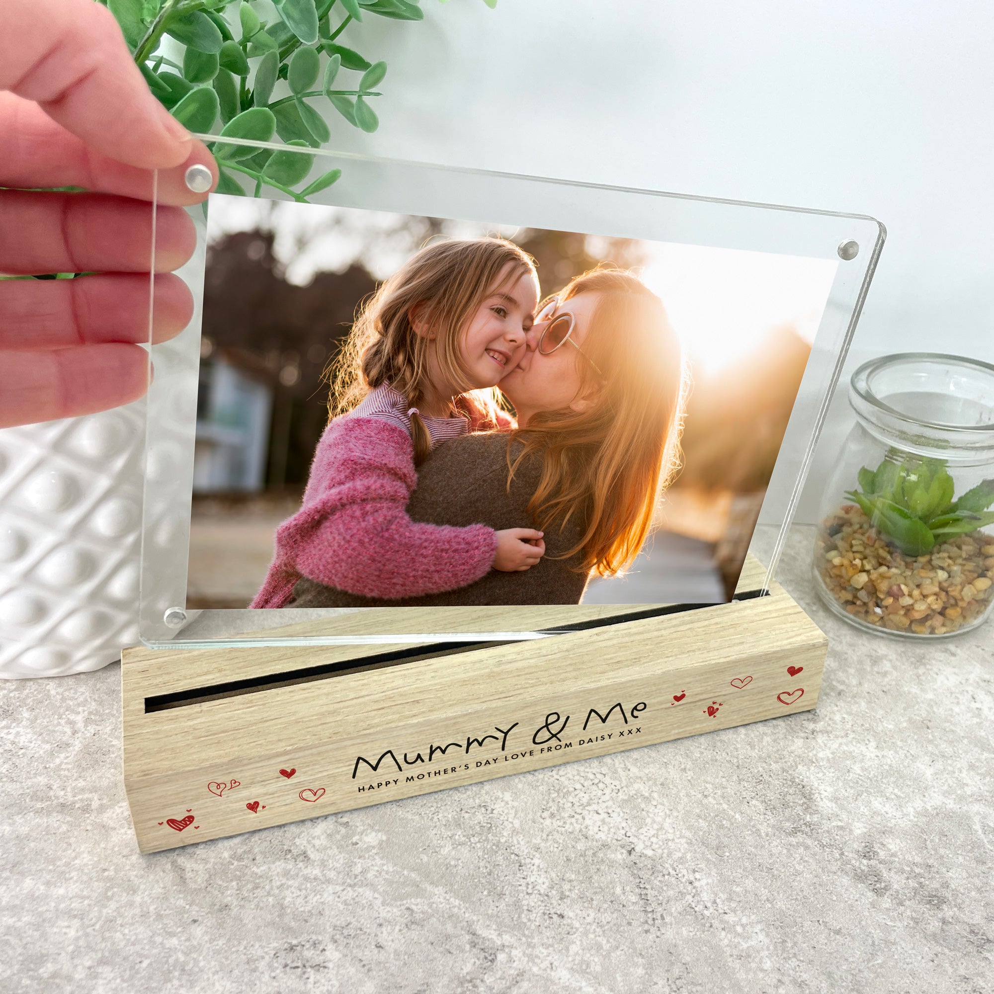 Personalized Kids Handwriting Style Wooden Base 6x4 Photo Frame - Perfect for Children's Room Decor, Nursery Wall Art & Gift for Birthdays, Christmas