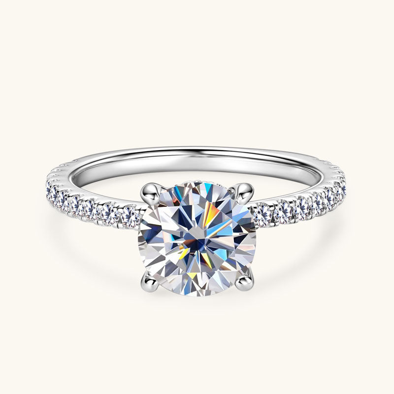 Eternity Premium Moissanite Pavé Engagement Ring 2CT - Sparkling 2 Carat Lab-Created Diamond Alternative for Wedding Proposals & Anniversary Gifts