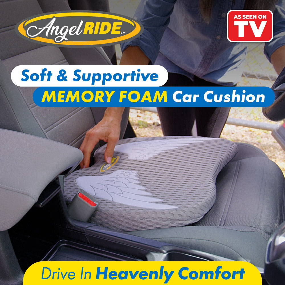 Angel Ride Memory Foam Car Seat Cushion - Premium Lumbar Support for Long Drives & Office Chairs | Comfortable Back Pain Relief for Drivers & Truckers