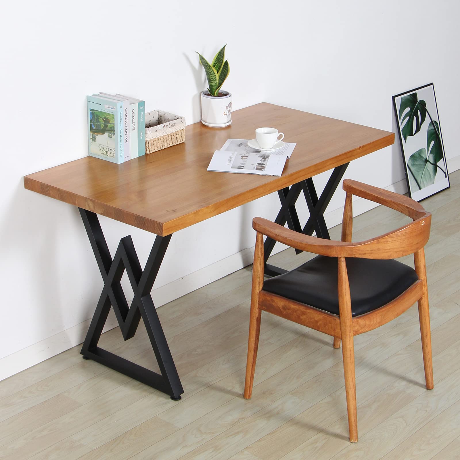 Heavy Duty Industrial Metal Table Legs - 28 Inch Height, 19.7 Inch Wide - Black Modern Furniture Base for Dining Tables, Coffee Tables & DIY Desks (Set of 2) | Perfect for Home Office, Restaurant & Industrial Settings