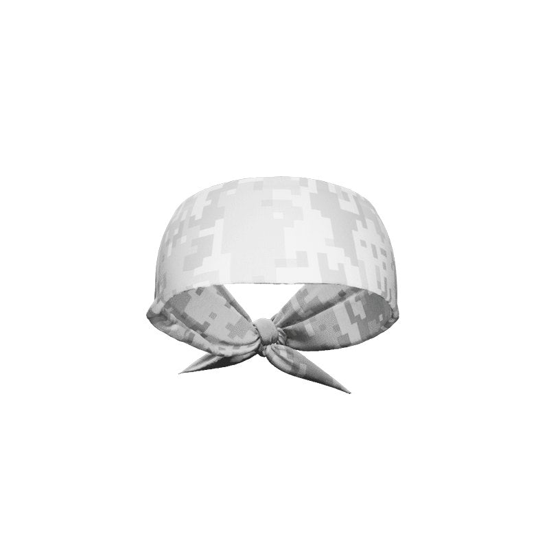 White Digital Camo Tie Headband for Women - Adjustable Sports Headwrap for Running, Yoga, Workout & Outdoor Activities