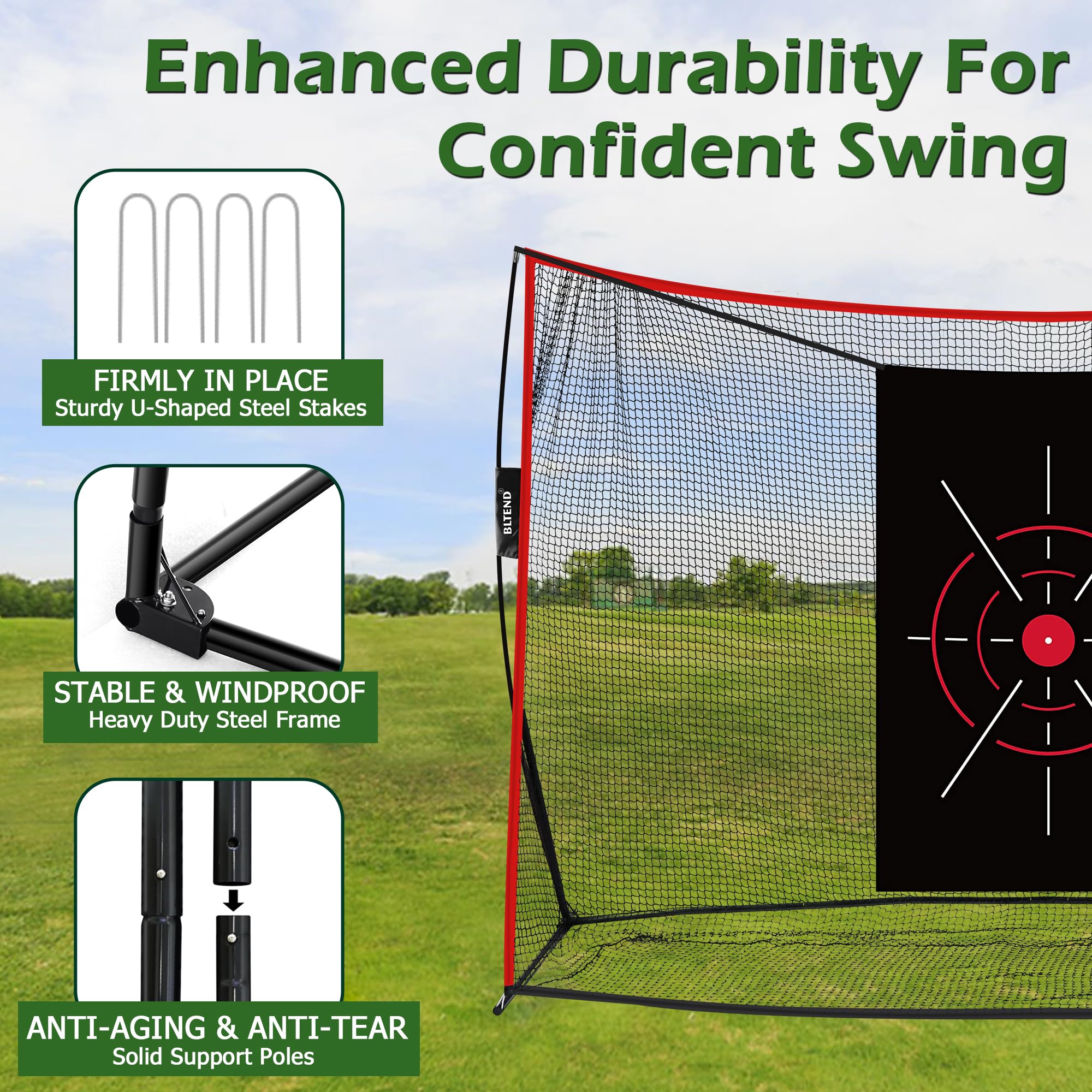 Premium 10x7ft Golf Practice Net for Backyard & Driving Range - Heavy Duty Golf Hitting Net with Tri-Turf Mat - Indoor/Outdoor Golf Training Equipment - Perfect Gift for Golfers & Men - Ideal for Backyard Practice, Driving Range Sessions & Home Golf Training