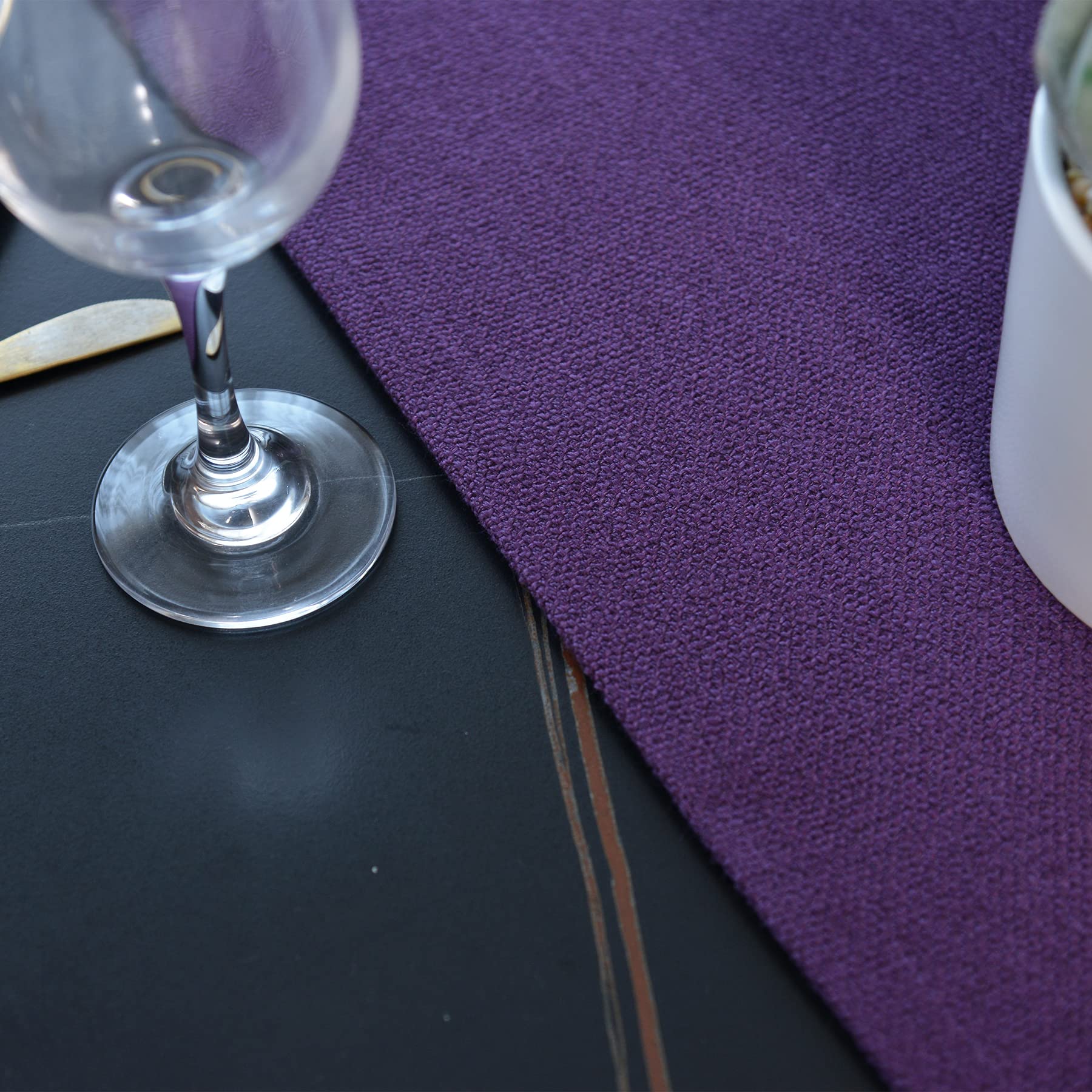 12 x 90 Inches Dark Purple Burlap Table Runner - Farmhouse Kitchen & Dining Table Decor for Holiday Parties, Weddings, and Home Decor