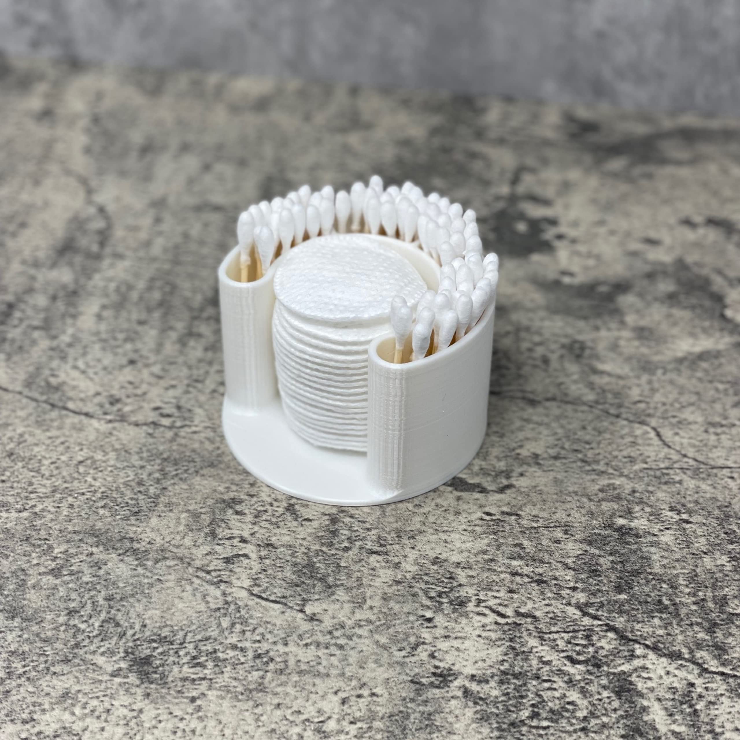 Bathroom Cotton Swab Organizer - White Q-Tip & Exfoliating Pad Holder for Easy Access | Perfect for Makeup, Skincare & Bathroom Storage