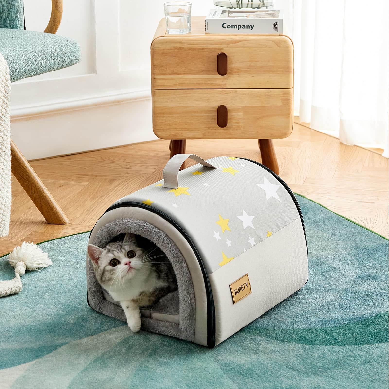 Jiupety 2-in-1 Cozy Pet House for Small Dogs & Cats - Warm Cave Bed for Home & Travel
