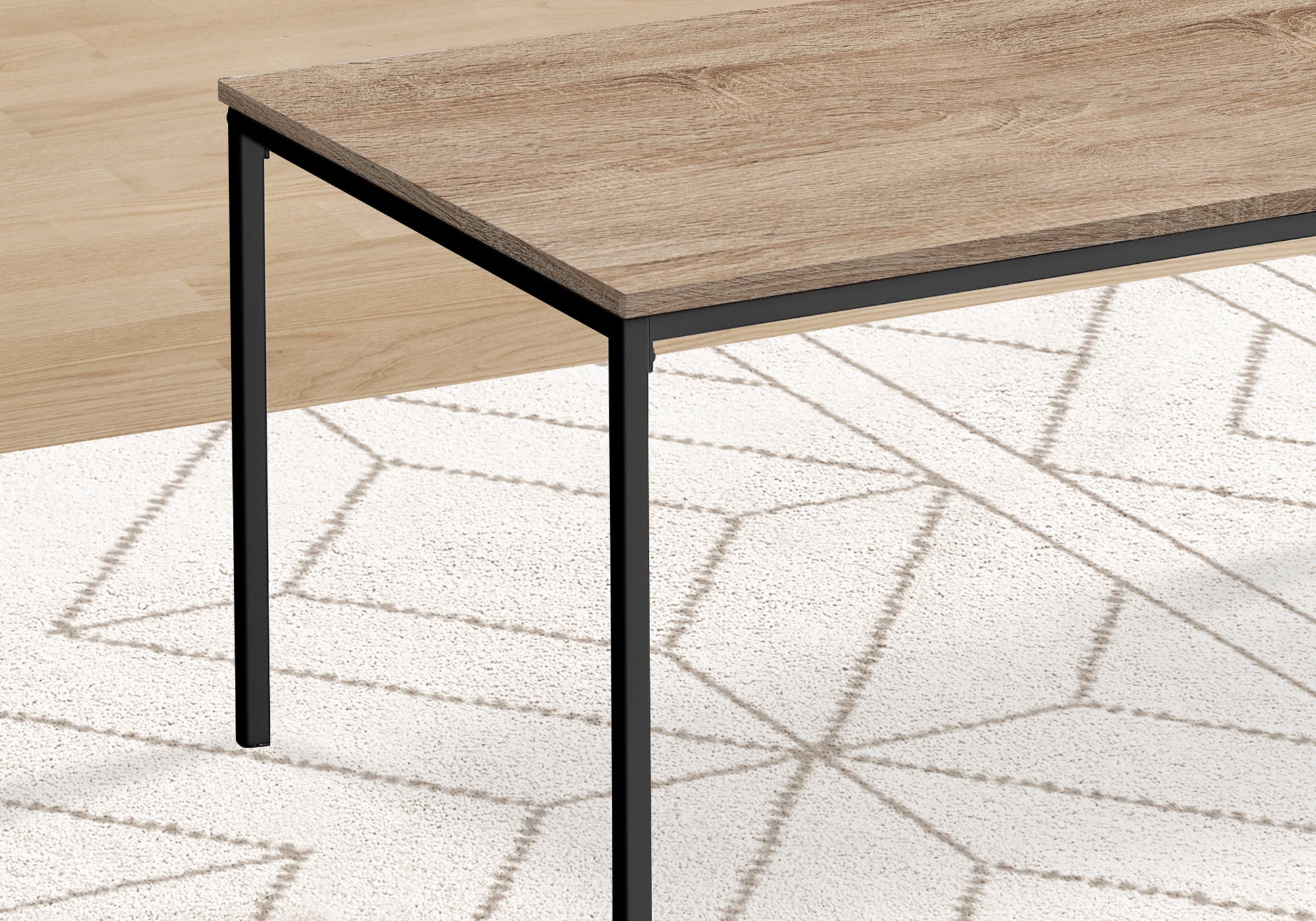 Modern 3-Piece Coffee Table and End Table Set - Black Metal Frame with Dark Taupe Laminate Top - Perfect for Living Room, Lounge & Office Decor
