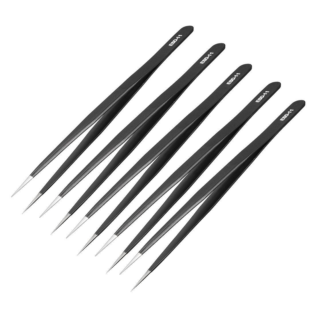 uxcell ESD-11 Anti-Static Stainless Steel Non-Magnetic Tweezers - 5.5