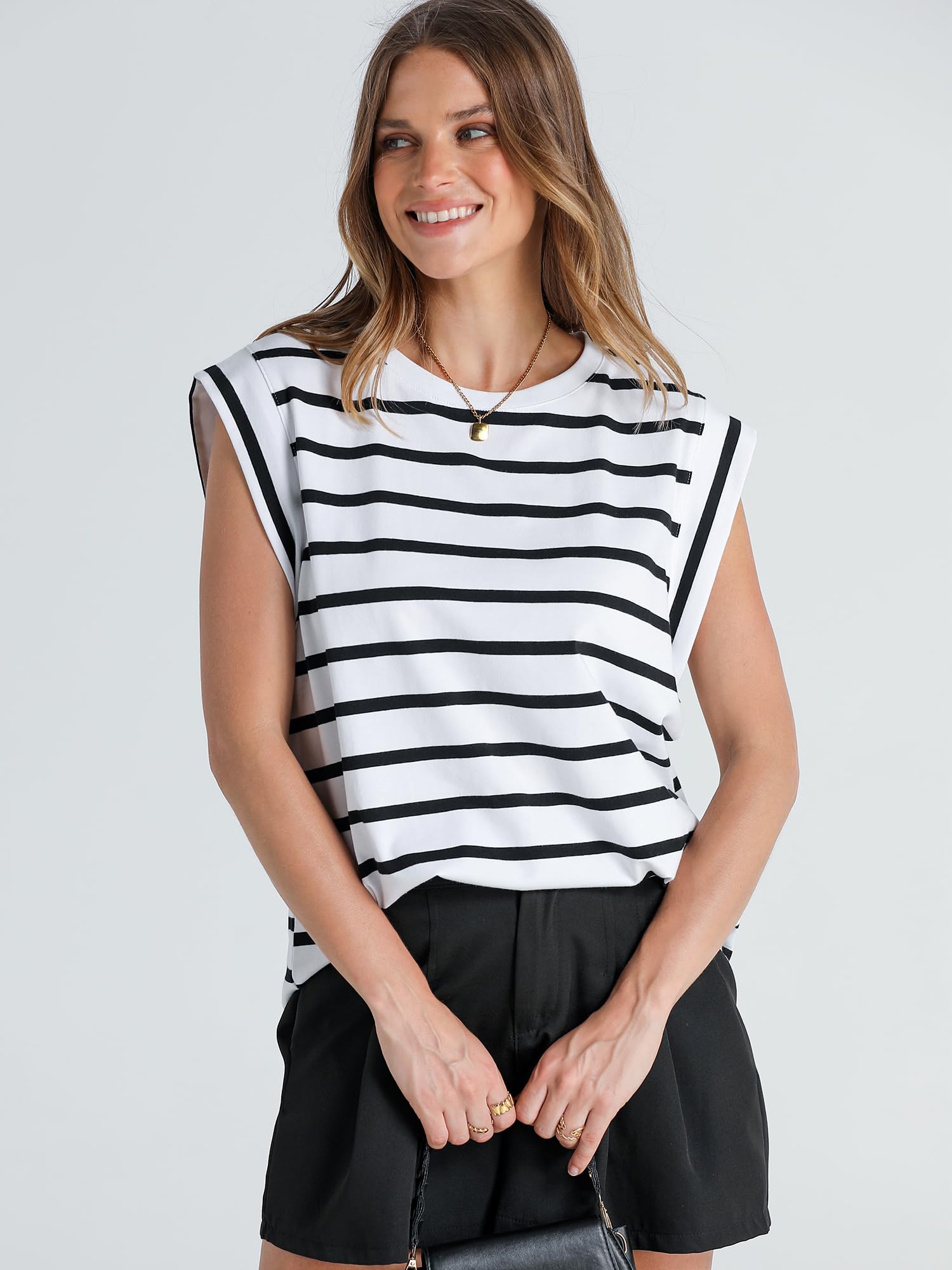 WIHOLL Women's Cap Sleeve Summer Tops - Basic Casual Loose Fit Tee Shirts & Fashion Tank Tops for 2025 | Perfect for Beach Outings, Weekend Wear and Summer Vacation Outfits