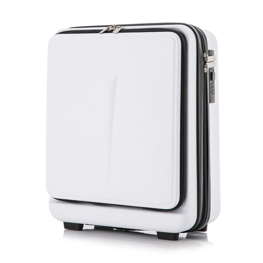 Lightweight Carry-On Suitcase with Front Zipper Pocket | ABS+PC Hardshell Luggage with TSA Lock | Compact Hand Luggage for Air Travel & Business Trips (White) - Perfect for Weekend Getaways & Business Travel