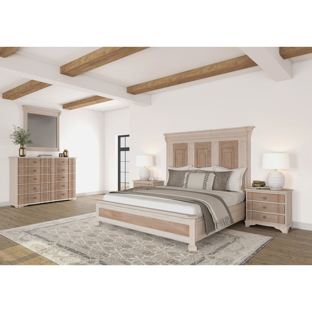 Alcove Master Chest - Brown & White Wooden Storage Cabinet for Bedroom, Living Room, or Office Organization