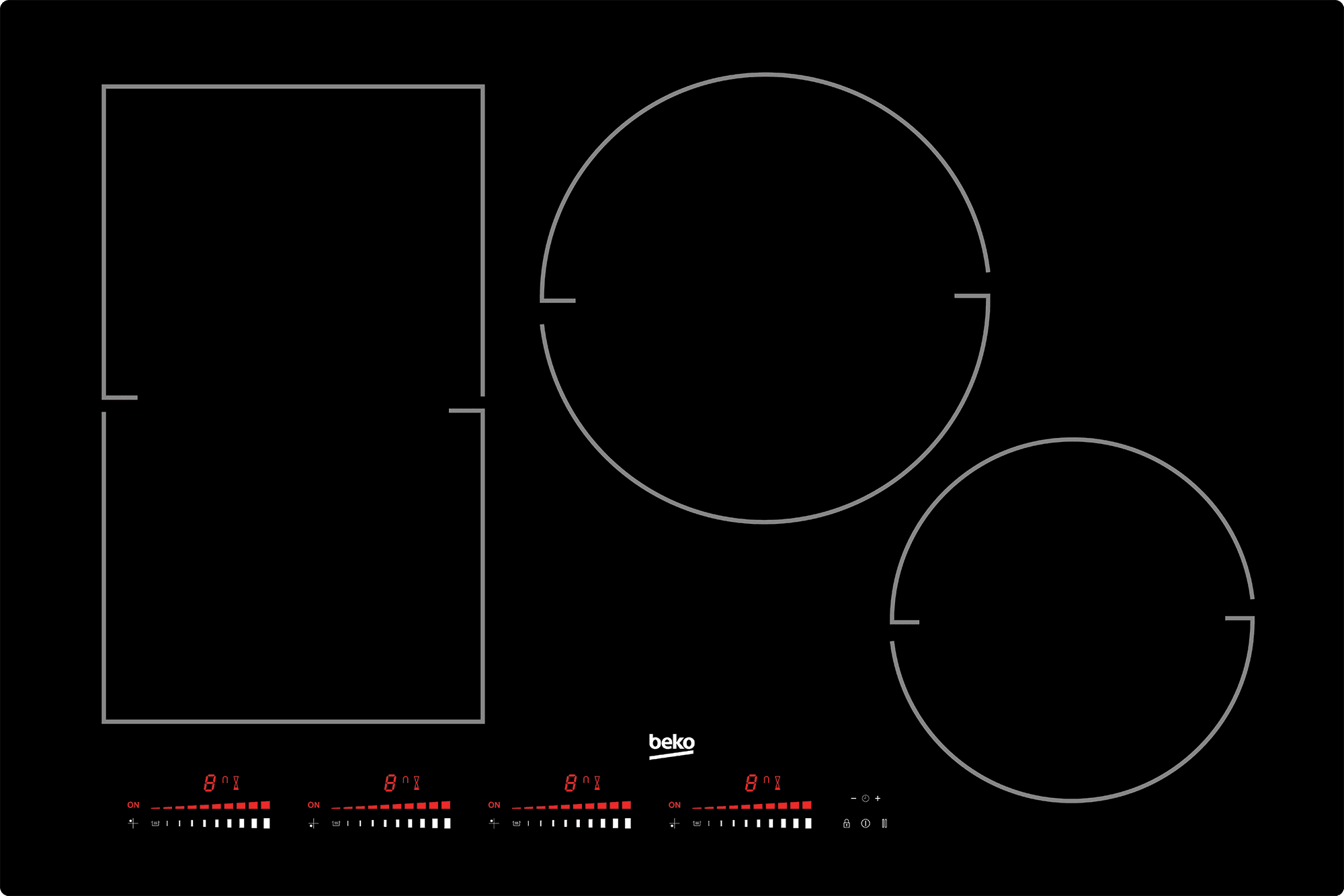 Beko BCTI30410 30-Inch Built-In Induction Cooktop with 4 Cooking Zones, Touch Control - Perfect for Modern Kitchens, Fast & Energy-Efficient Cooking