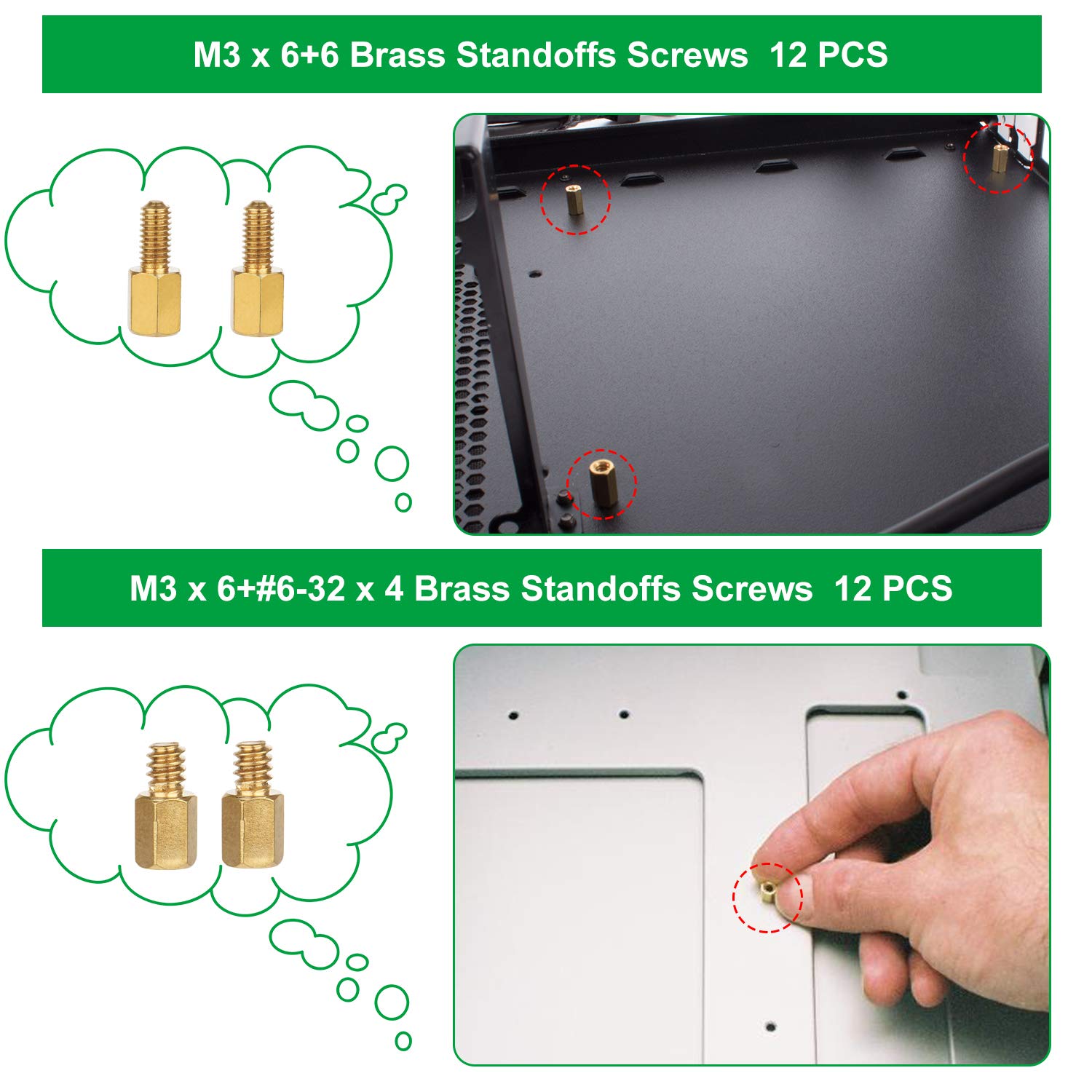 510 Pcs Computer Screw Set - #6-32 Male to M3 Female Standoffs Kit for PC Case, Motherboard, HDD, SSD & CD-ROM Installation - Perfect for Computer Building, Repair and Hardware Upgrades