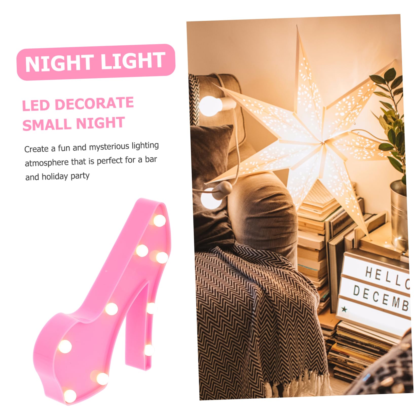 Angoily Unique High Heel Shaped LED Night Lamp - Romantic Bedroom Decor, Terrace & Garden Lighting, Festival Decoration - Safe & Durable Material for Women's Gift & Home Ambiance